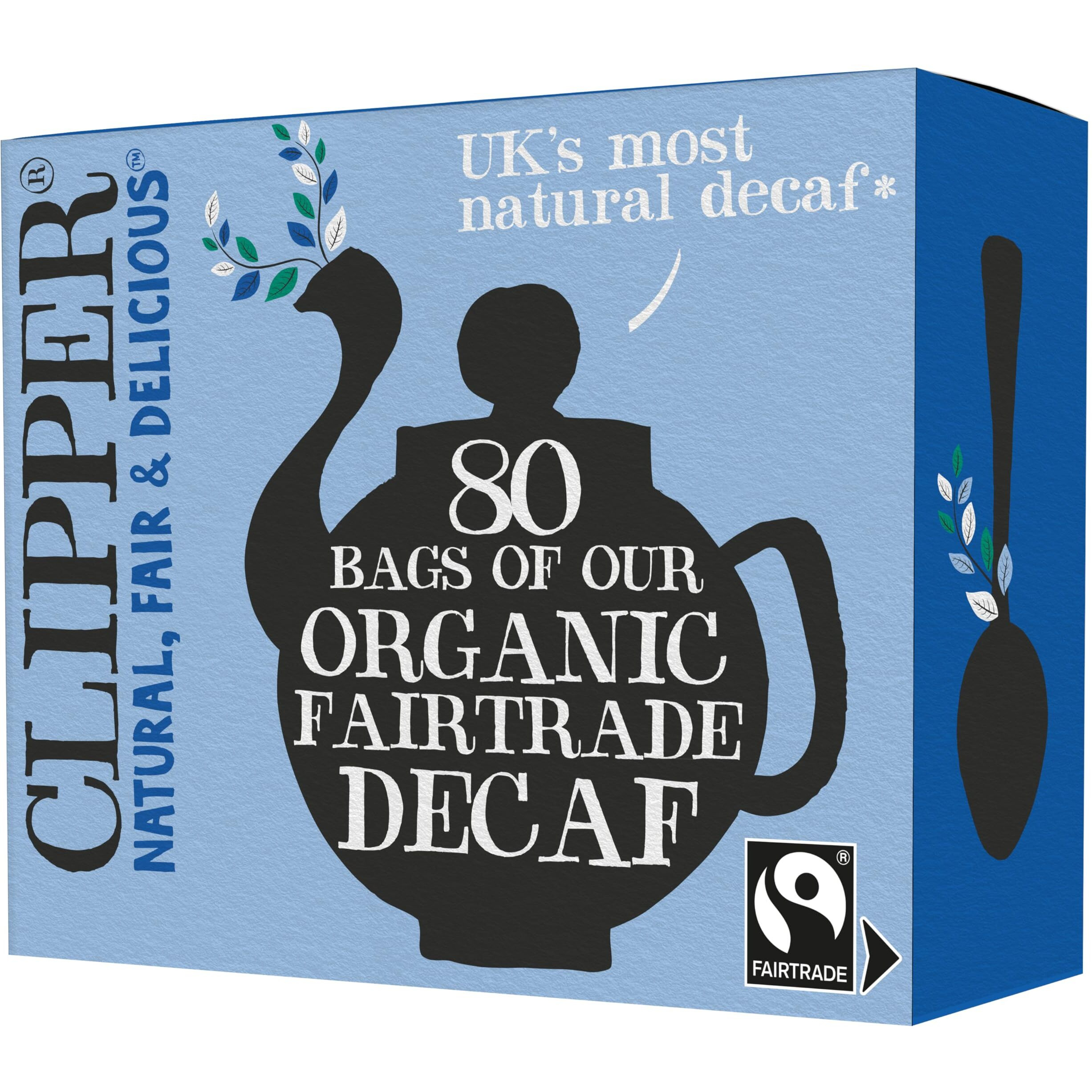 Clipper Tea, Organic Decaf, Plant-Based, Decaffeinated Black Tea, Great Over Ice, 1 Pack, 80 Unbleached Tea Bags