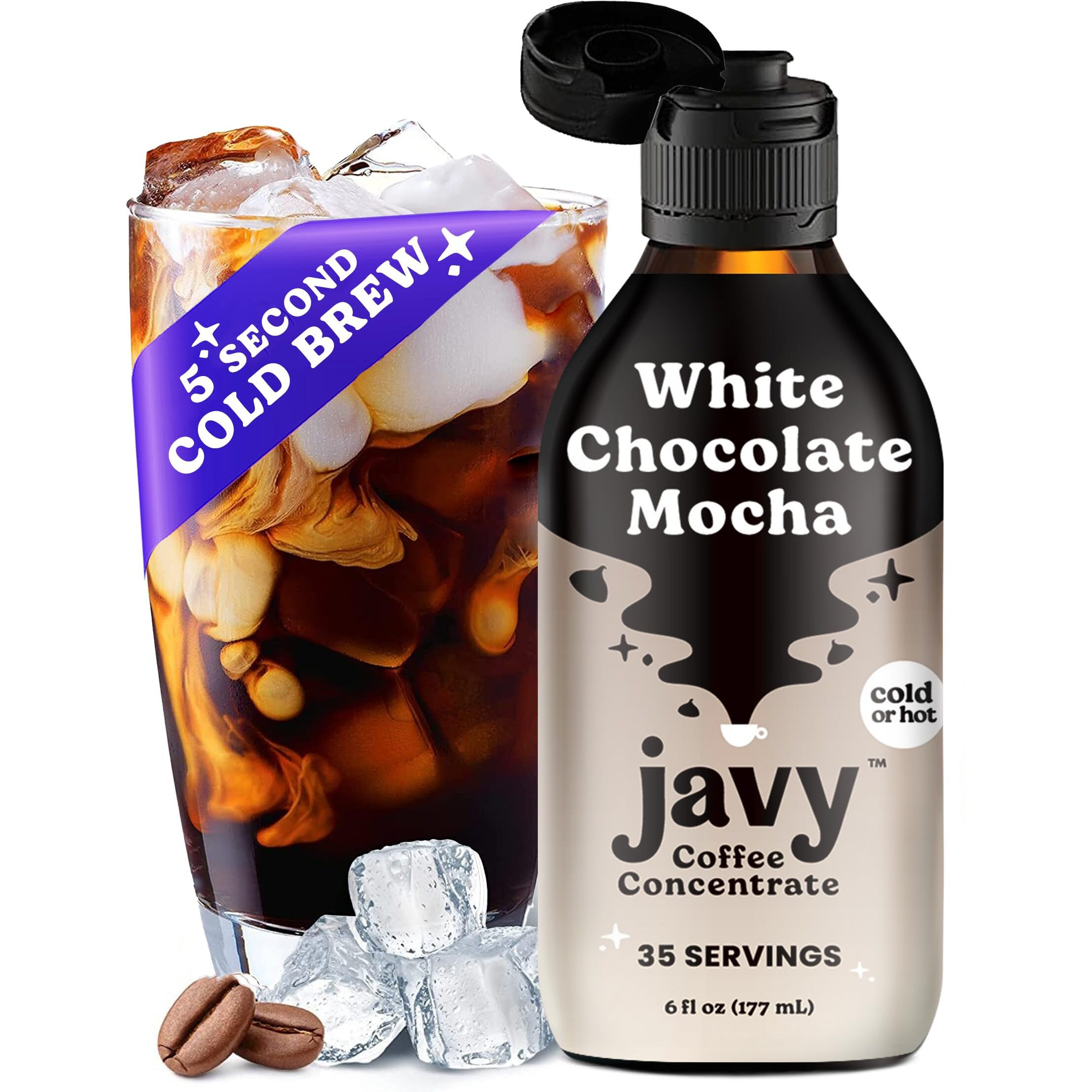Javy Coffee Concentrate - Cold Brew Coffee, Perfect For Instant Iced Coffee, Cold Brewed Coffee And Hot Coffee, 35 Servings - White Chocolate Mocha