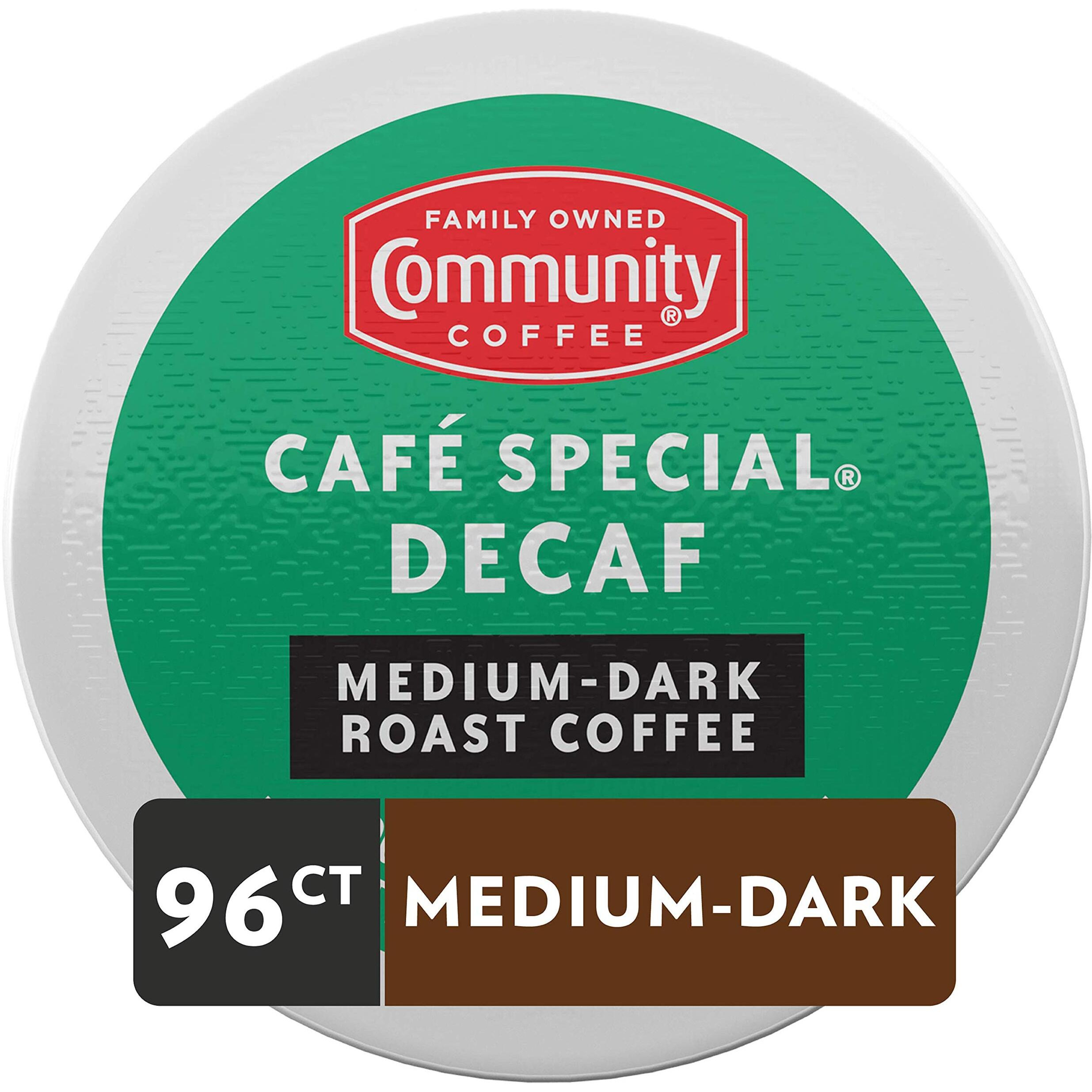 Community Coffee Cafe Special Decaf 96 Count Coffee Pods, Medium Dark Roast, Compatible With Keurig 2.0 K-Cup Brewers, 24 Count (Pack Of 4)