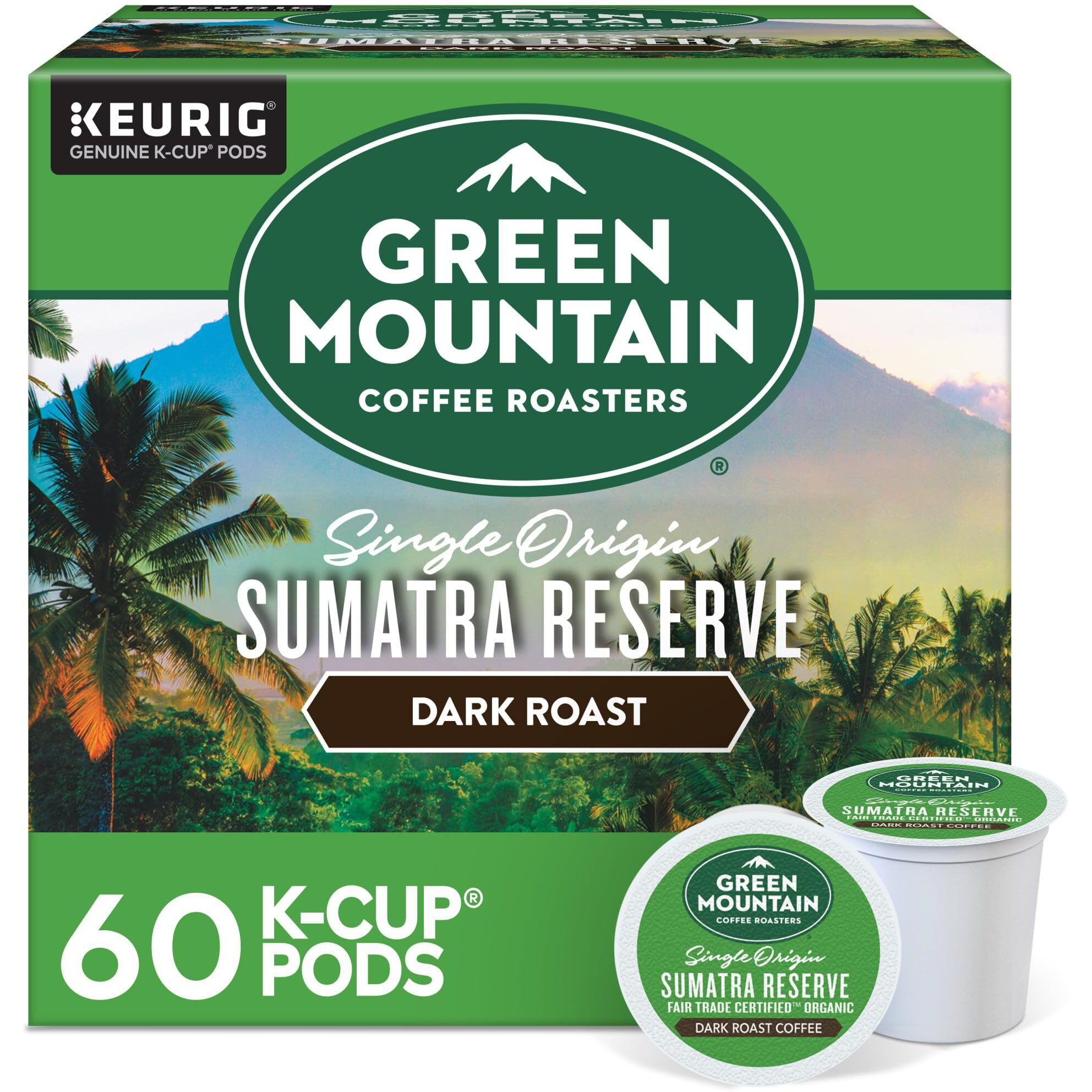 Green Mountain Coffee Roasters Sumatra Reserve, Keurig Single Serve K-Cup Pods, Dark Roast Coffee, 60 Count, (6 Packs Of 10)