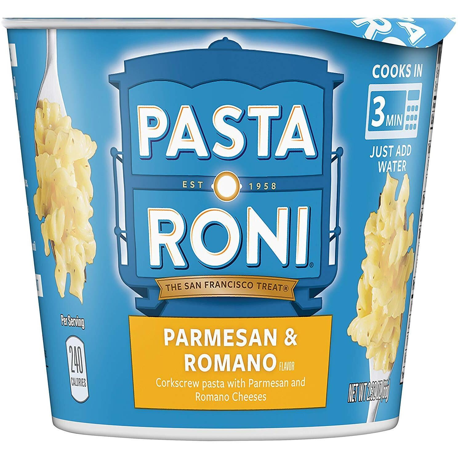 Quaker Roni Cups Mix 2.32 Oz Pack Of Cups, Parmesan & Romano Cheese Pasta, 27.84 Ounce, (Pack Of 12)