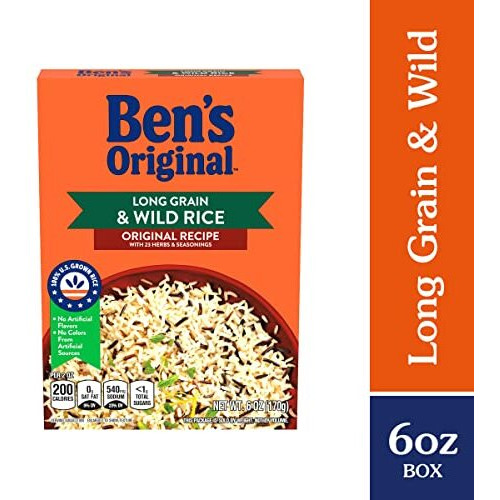 Ben's Original Flavored Long Grain Rice & Wild Rice, Boxed Rice, 6 Oz Box (Pack Of 12)