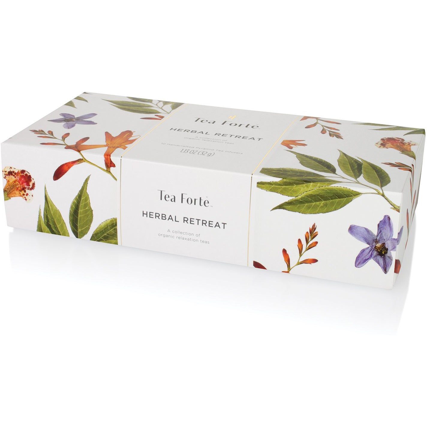 Tea Forte Herbal Retreat Organic Citrus And Fruit Herbal Tea, Petite Presentation Box, Sampler Gift Set With 10 Handcrafted Pyramid Bag Infusers, Caffeine Free, 10 Count (Pack Of 1)