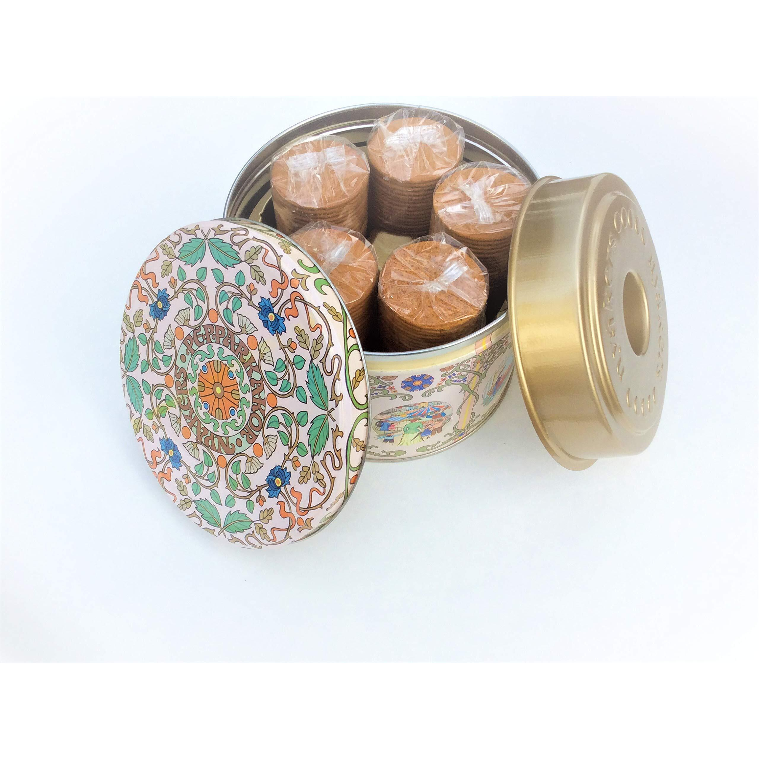 Nyakers Swedish Original Ginger Snaps Cookies 26.4 Oz. Gingersnaps In Botanical Mail Safe Tin - Gifts For Christmas, Birthday, Or Holiday