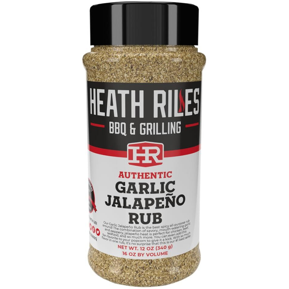 Heath Riles Bbq Rub - Garlic Jalapeo Bbq Seasoning Rub, Champion Pitmaster Recipe, Legendary Bbq Rubs For Smoking & Grilling, 70+ Bbq Championships, 12 Oz.