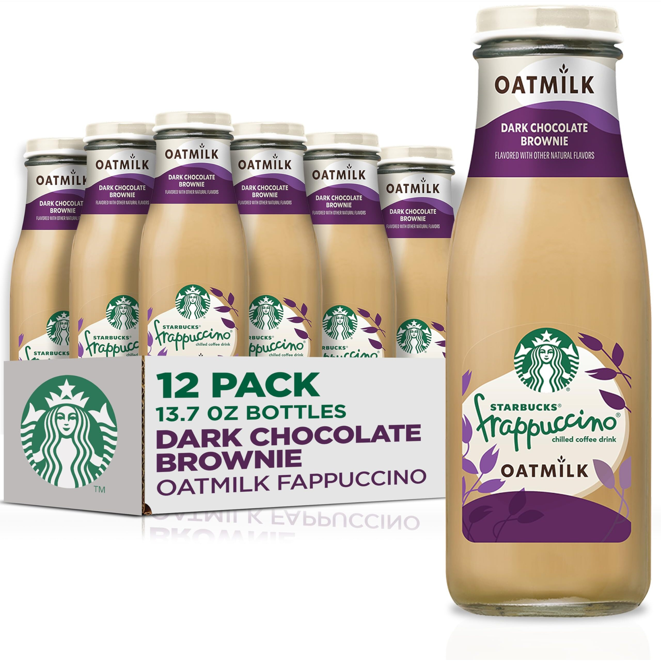 Starbucks Oatmilk Frappuccino, Coffee Drink, Dark Chocolate Brownie Oat Milk, 13.7 Fl Oz Bottles (12 Pack), Iced Coffee