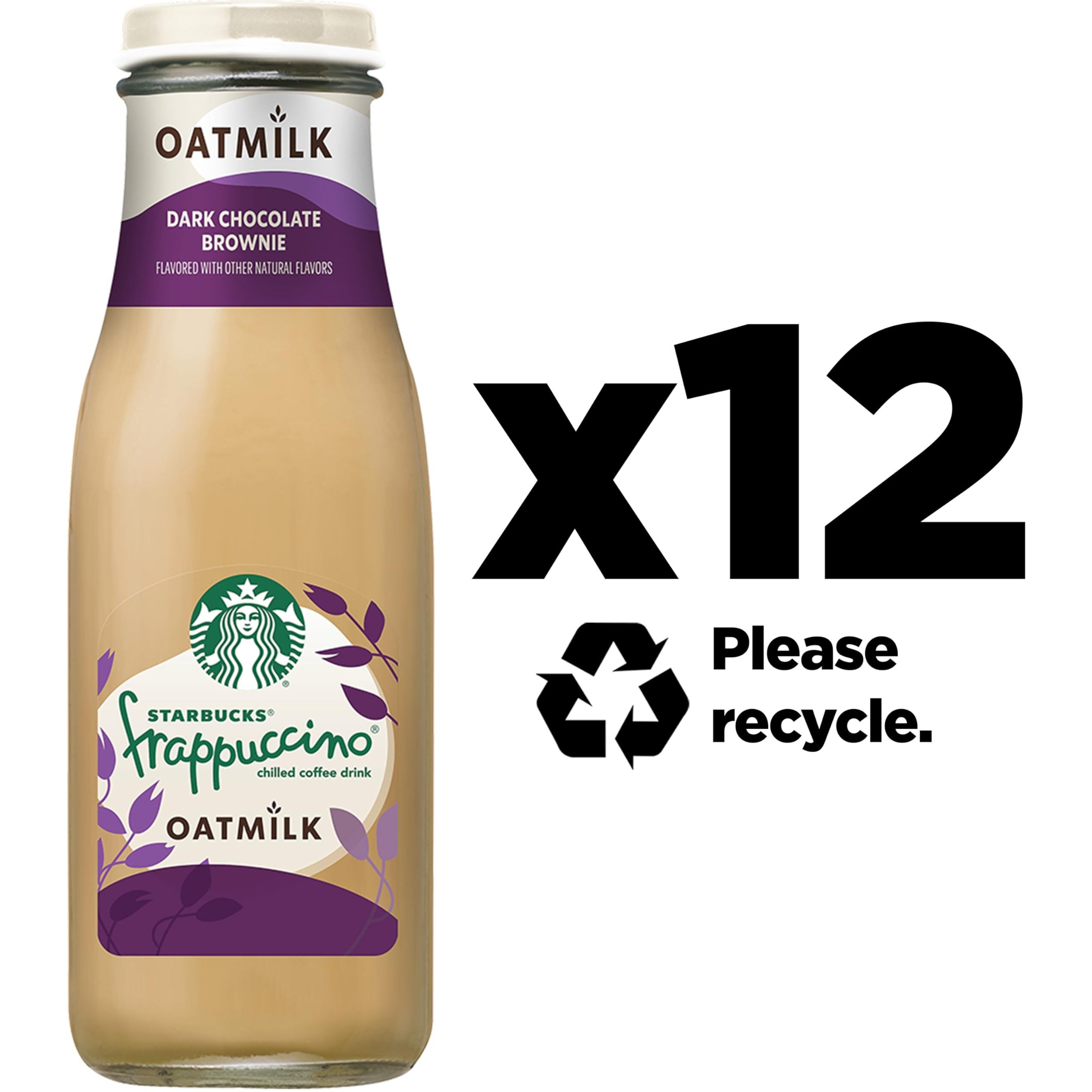 Starbucks Oatmilk Frappuccino, Coffee Drink, Dark Chocolate Brownie Oat Milk, 13.7 Fl Oz Bottles (12 Pack), Iced Coffee