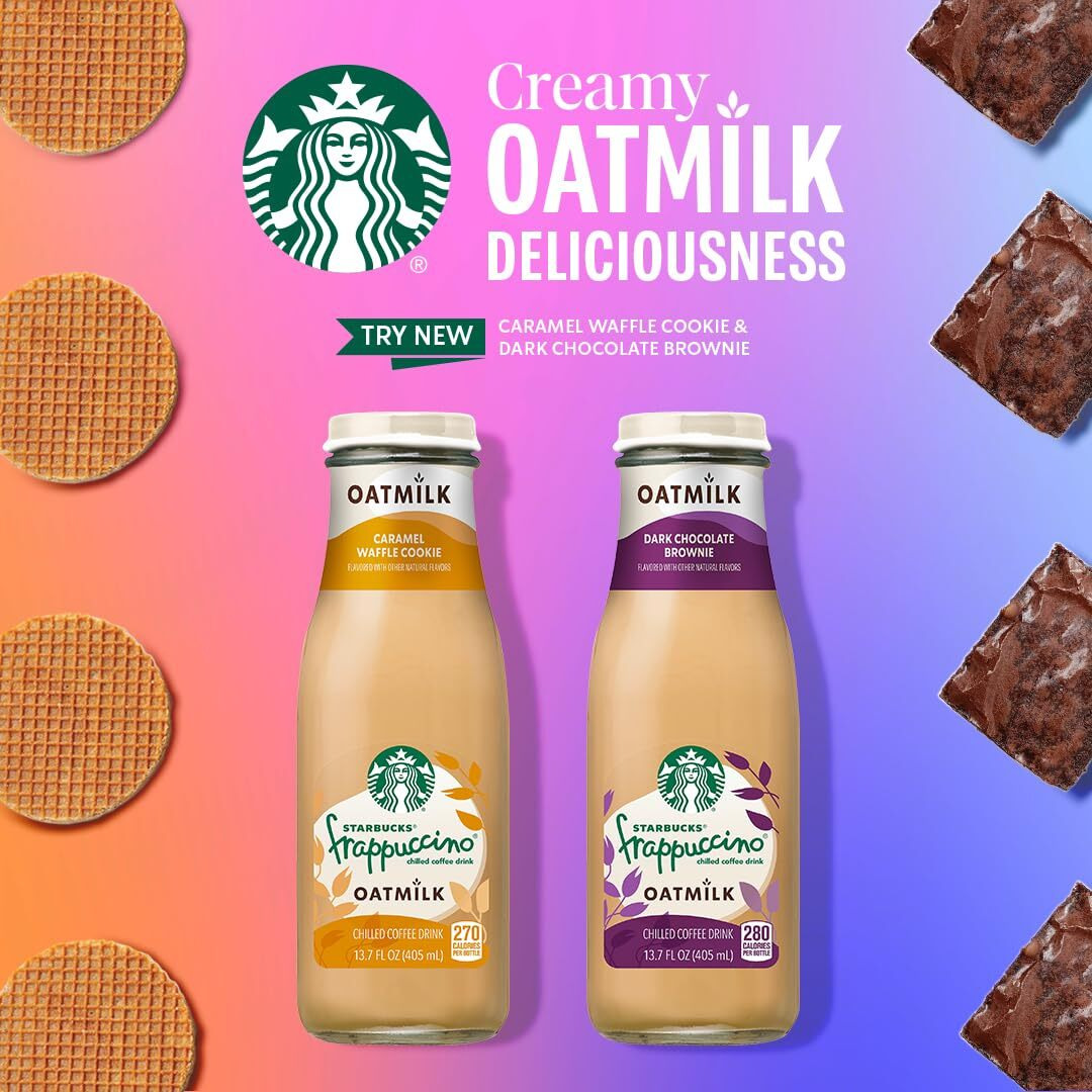 Starbucks Oatmilk Frappuccino, Coffee Drink, Dark Chocolate Brownie Oat Milk, 13.7 Fl Oz Bottles (12 Pack), Iced Coffee