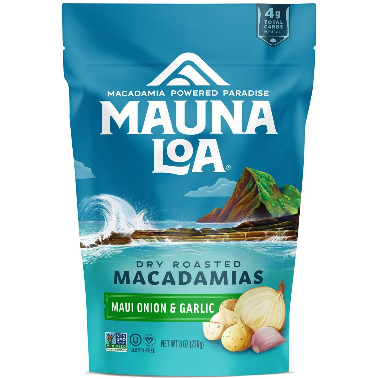 Mauna Loa Premium Hawaiian Roasted Macadamia Nuts, Maui Onion Garlic Flavor, Multi, 8 Ounce