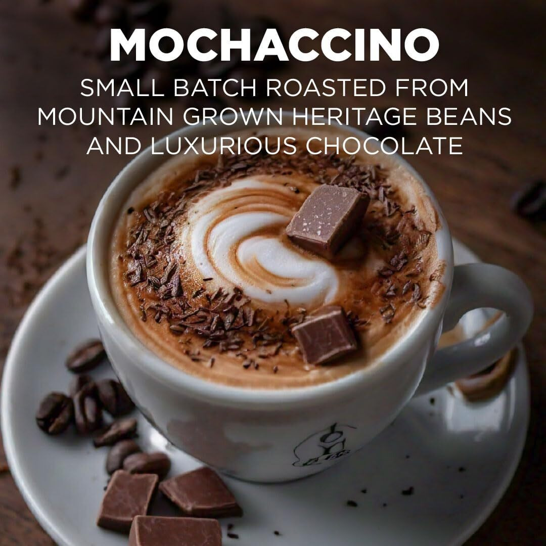 Maud's Chocolate Mocha Cappuccino Coffee Pods, 50 Ct | Mochaccino Mocha Flavor | 100% Arabica Coffee | Solar Energy Produced Recyclable Pods Compatible With Keurig K Cups Maker