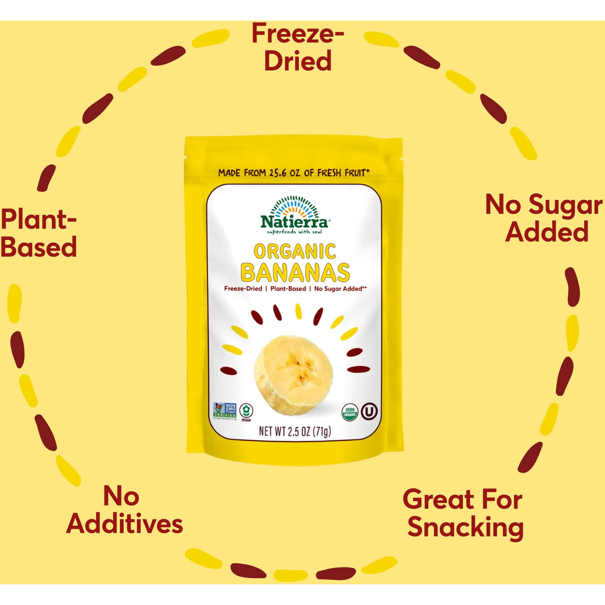 Natierra Organic Freeze-Dried Bananas Usda Certified Organic, Vegan & Non-Gmo 2.5 Ounce (Pack Of 1)