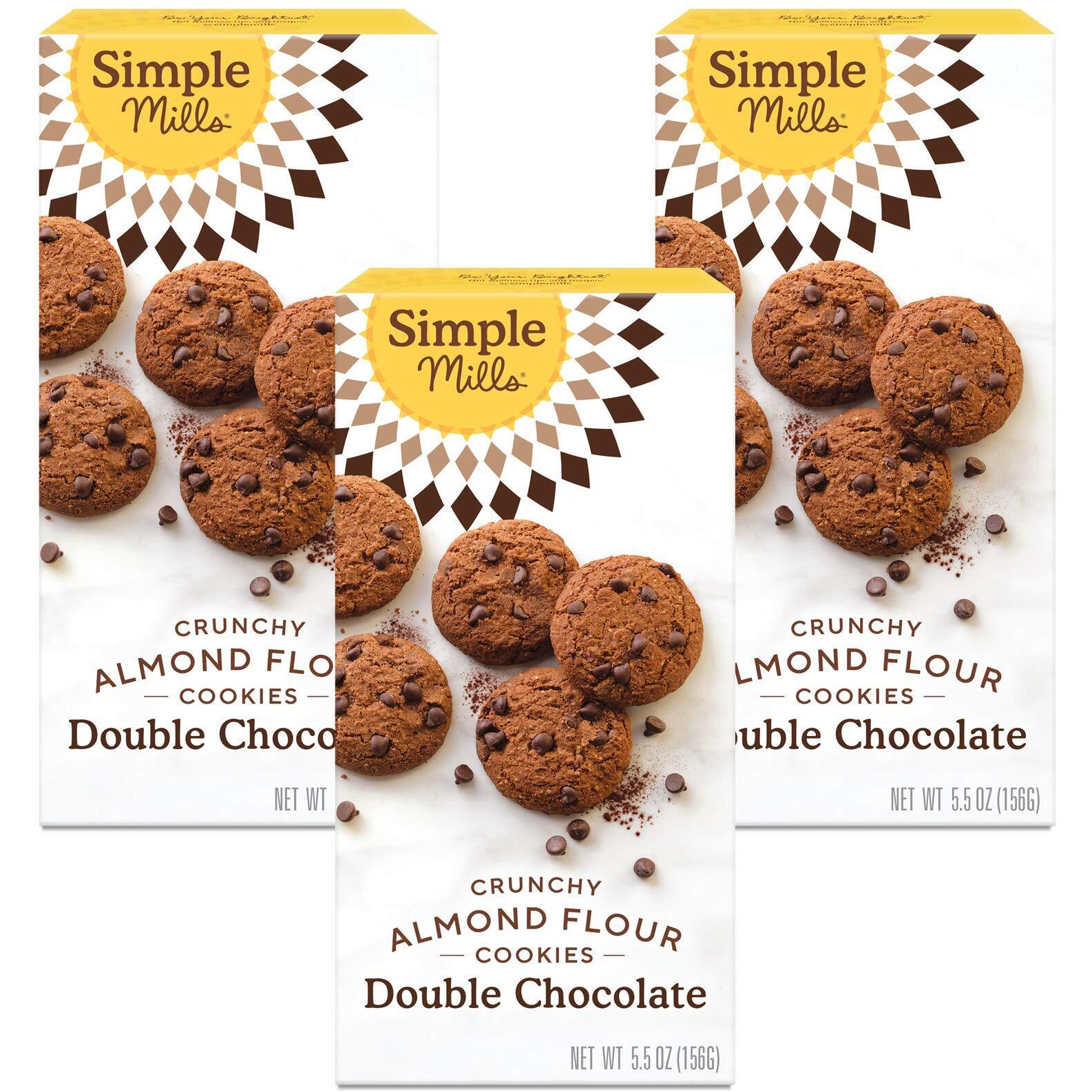 Simple Mills Almond Flour Double Chocolate Chip Cookies, Gluten Free And Delicious Crunchy Cookies, Organic Coconut Oil, Good For Snacks (Packaging May Vary), 5.5 Ounce (Pack Of 3)
