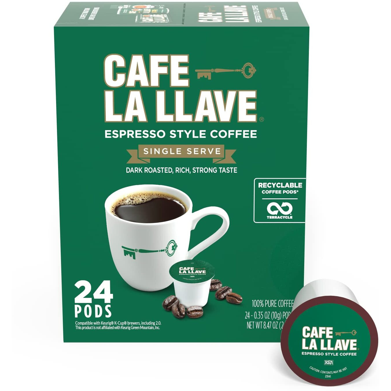Cafe La Llave Espresso-Style Single Serve Coffee Pods (24 Count)