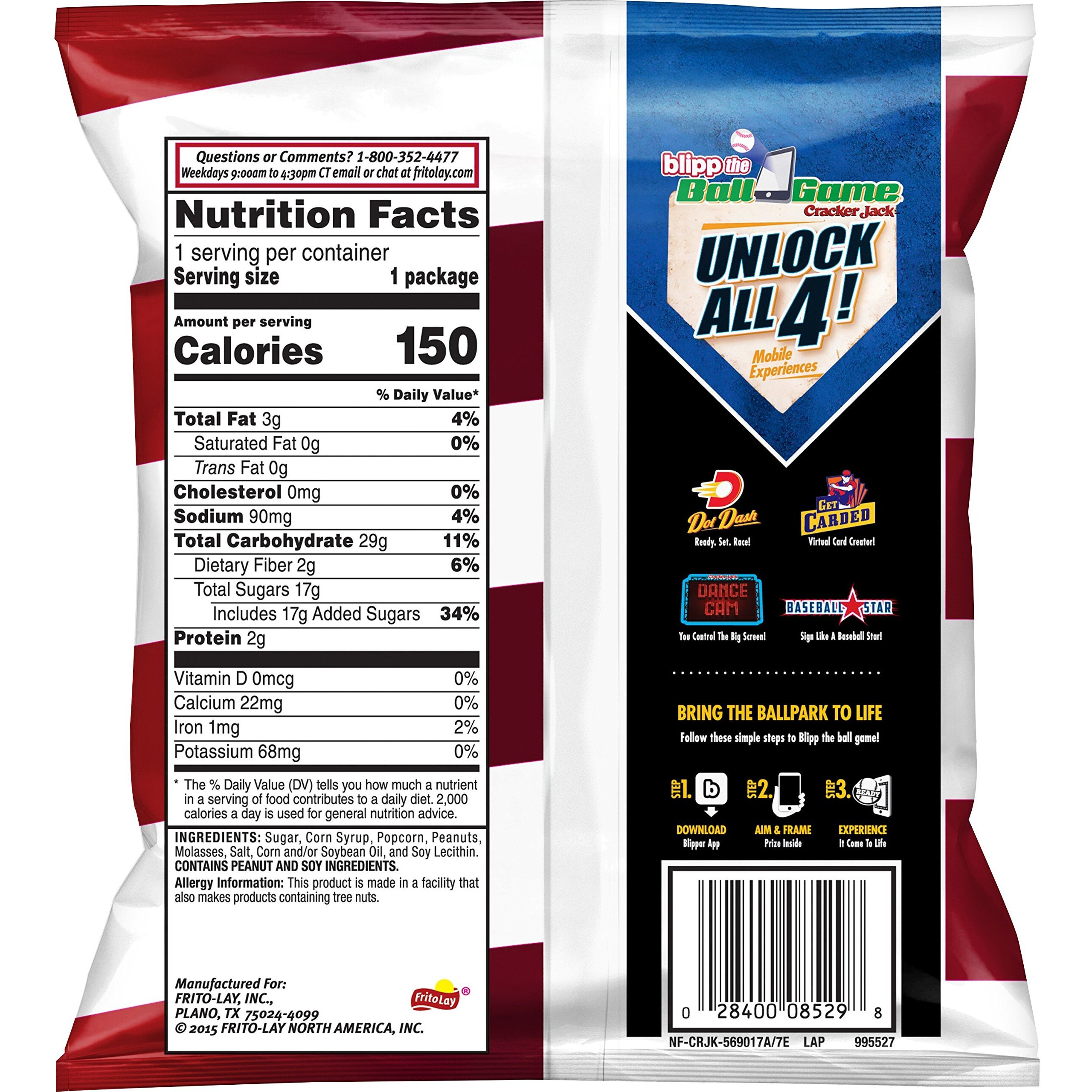 Cracker Jack Caramel Popcorn Original, 1.125-Ounce Large Single Serve Bags (Pack Of 60)