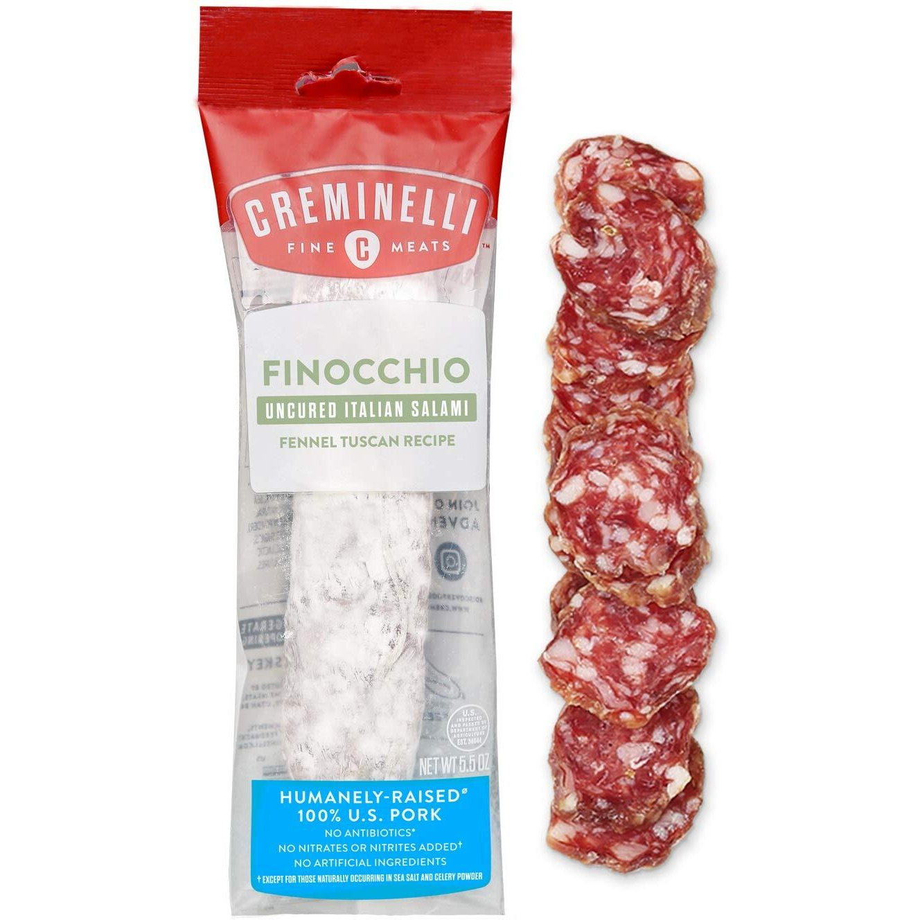 Creminelli - Italian Artisan Handcrafted Fine Meats, Finocchio Salami, 5.5 Ounce