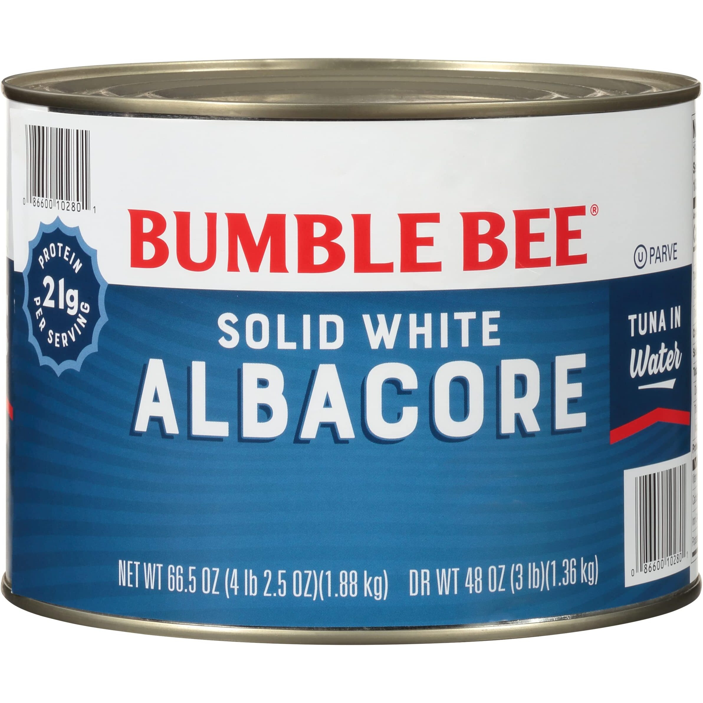 Bumble Bee Solid White Albacore Tuna In Water, 66.5 Oz Bulk Food Service Can - Wild Caught Tuna - 21G Protein Per Serving, High In Omega-3S - Non-Gmo Project Verified, Gluten Free, Kosher