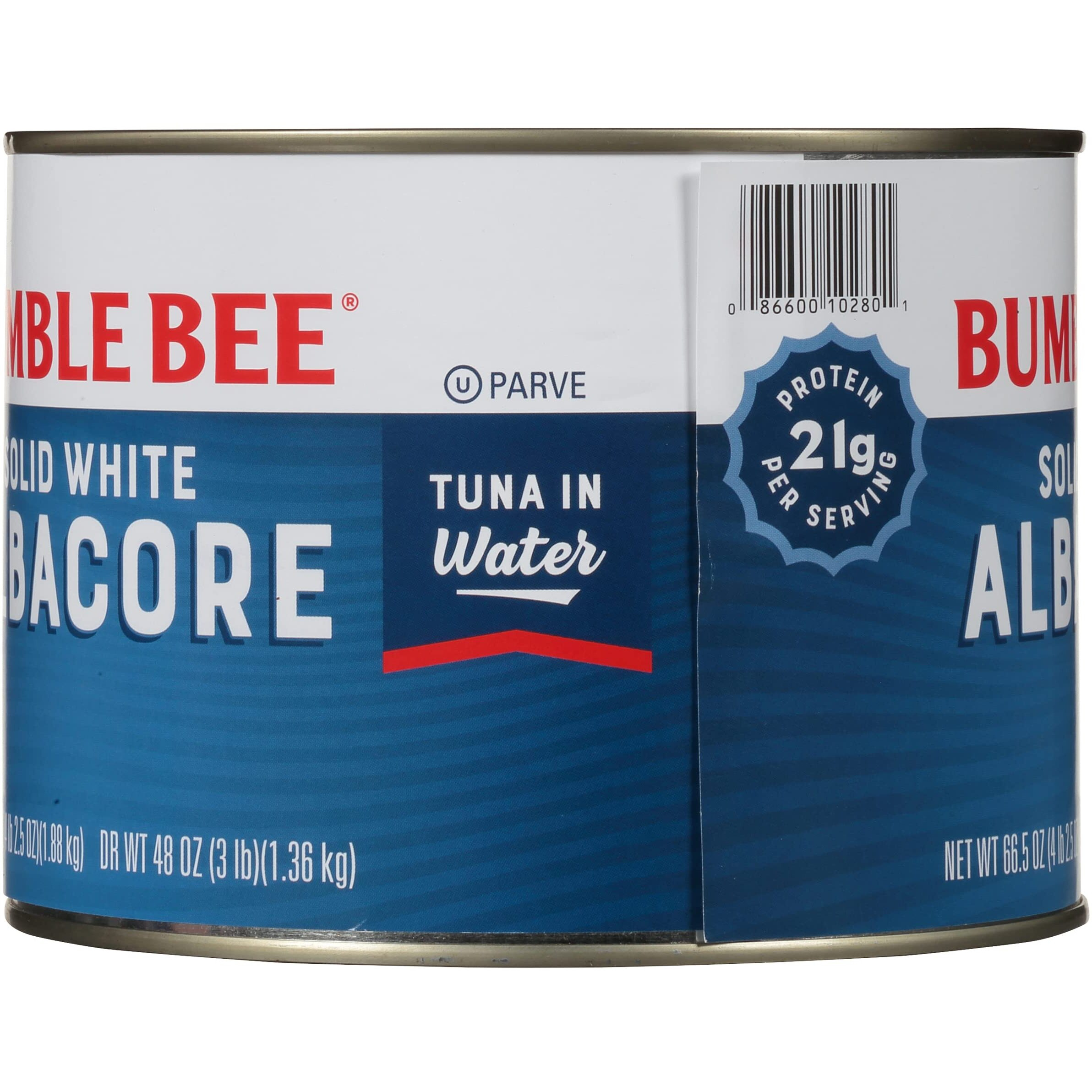 Bumble Bee Solid White Albacore Tuna In Water, 66.5 Oz Bulk Food Service Can - Wild Caught Tuna - 21G Protein Per Serving, High In Omega-3S - Non-Gmo Project Verified, Gluten Free, Kosher