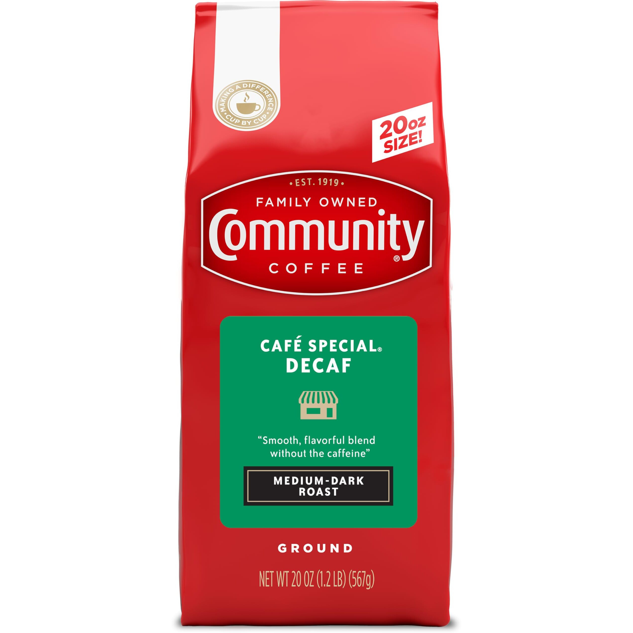 Community Coffee Cafe Special Decaf, Medium-Dark Roast Ground, 20 Ounce (Pack Of 1)