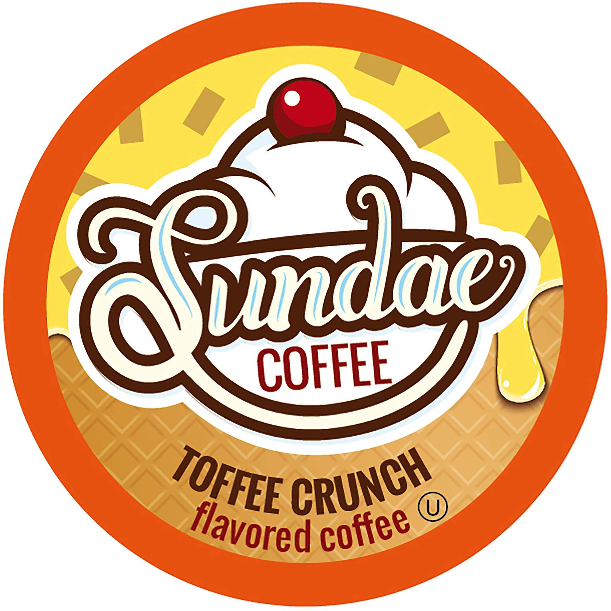 Sundae Ice Cream Flavored Coffee Pods, Compatible With 2.0 Keurig K-Cup Brewer, (Toffee Crunch) 48 Count
