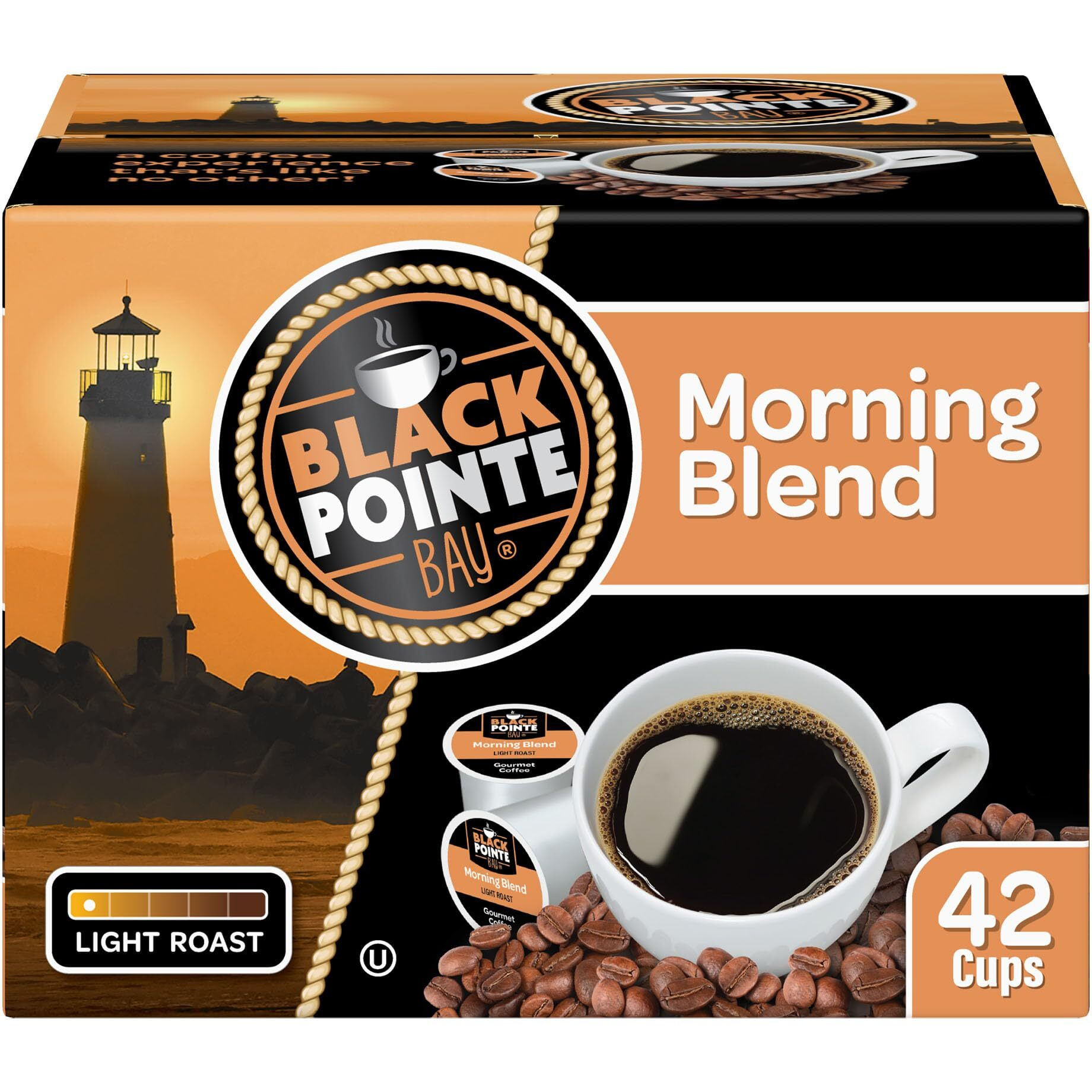 Black Pointe Bay Coffee, Morning Blend, Light Roast, 42 Count Single Serve Coffee Pods For Keurig K-Cup Brewers