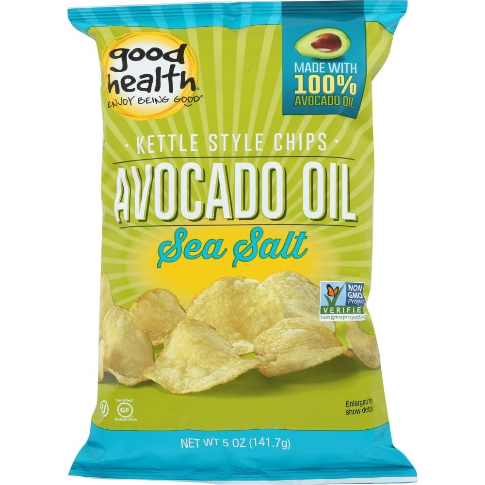 Good Health Avocado Oil Kettle Style Chips With Sea Salt 5 Oz. Bag (4 Bags)