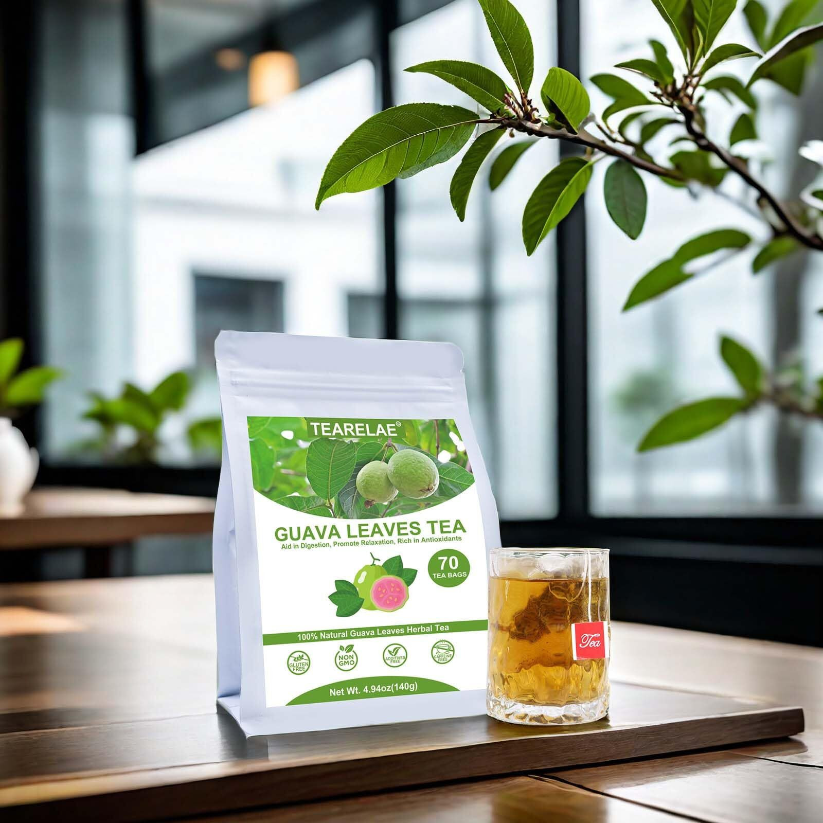 Tearelae - Guava Leaves Tea Bags - 70 Count - 100% Pure Natural Guava Leaves - Aid In Digestion, Promote Relaxation - Non-Gmo - Caffeine-Free