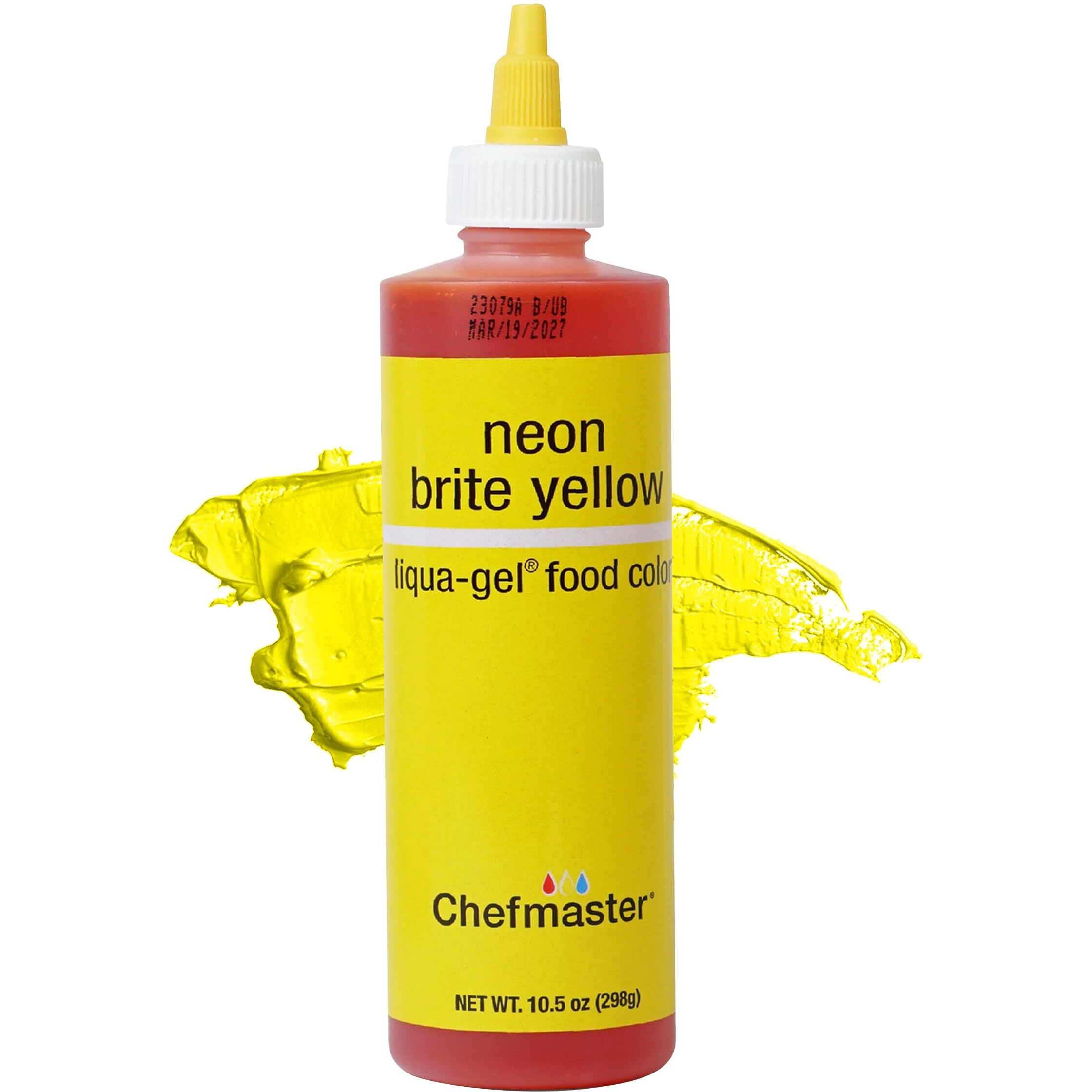 Chefmaster Neon Yellow Liqua-Gel Food Coloring | Vibrant Color | Professional-Grade Dye For Icing, Frosting, Fondant | Baking & Decorating | Fade-Resistant | Easy-To-Use | Made In Usa | 10.5 Oz