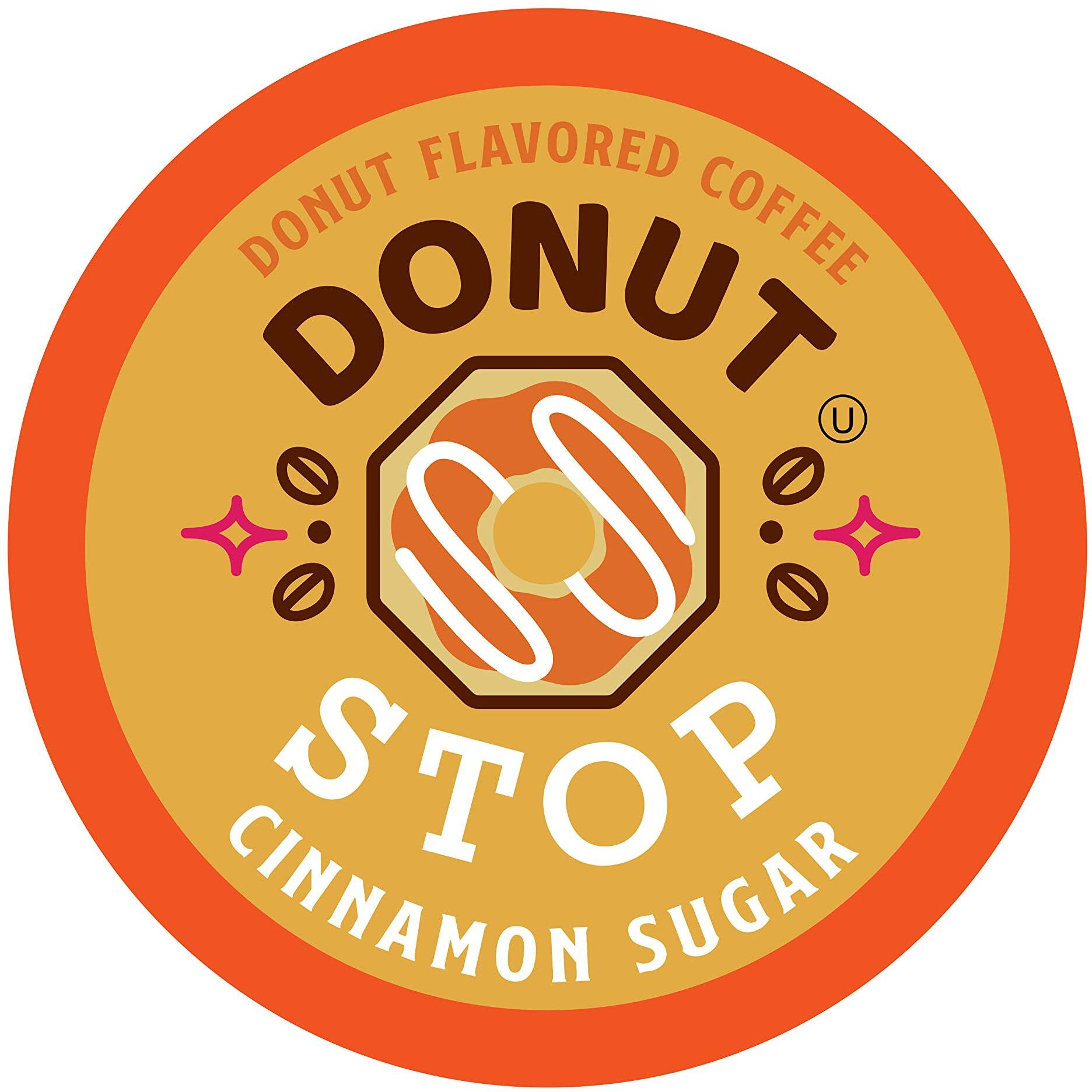 Donut Stop Flavored Coffee Pods, Compatible With 2.0 K-Cup Brewers, Cinnamon Sugar Flavor, 40 Count