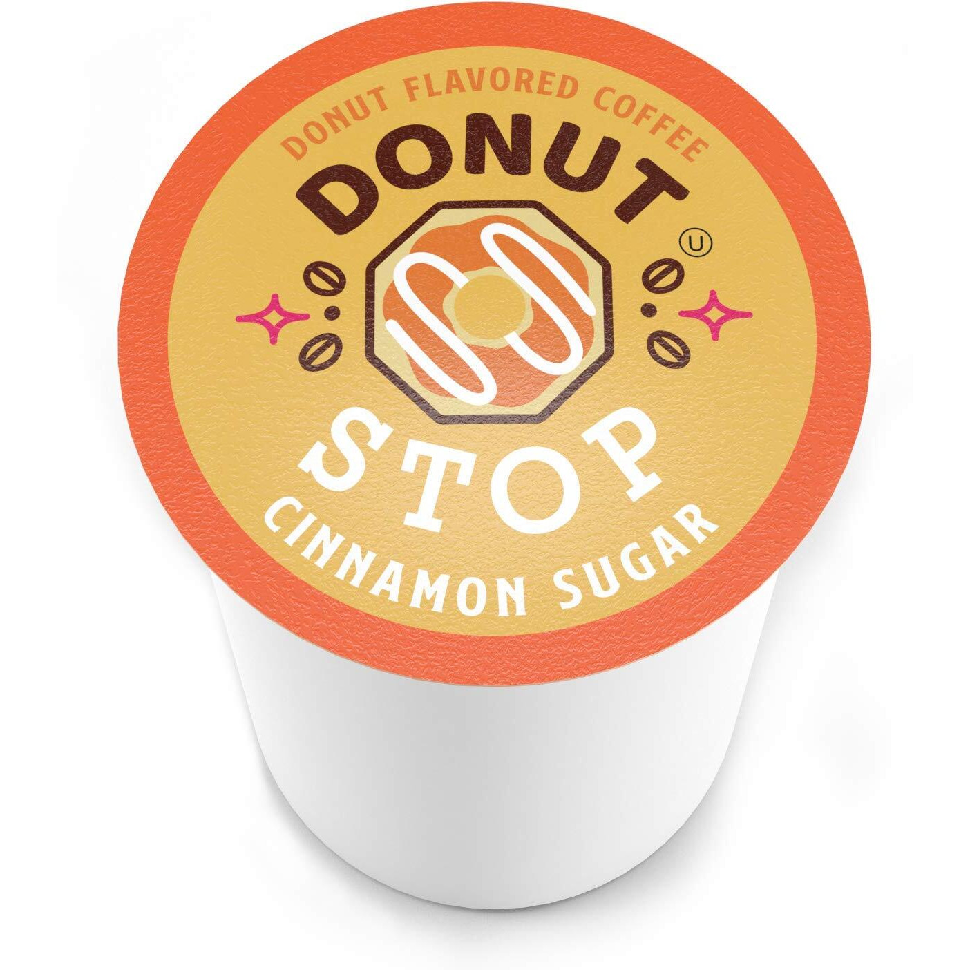Donut Stop Flavored Coffee Pods, Compatible With 2.0 K-Cup Brewers, Cinnamon Sugar Flavor, 40 Count