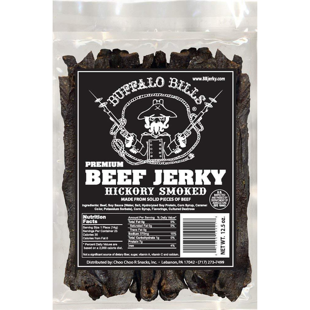Buffalo Bills 12.5Oz Premium Hickory Beef Jerky 7    Strips (25 Hickory Smoked Jerky Strips Per Bag)