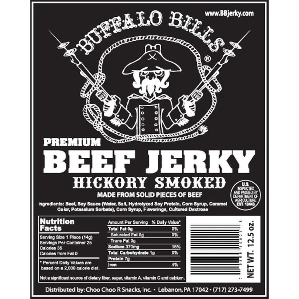 Buffalo Bills 12.5Oz Premium Hickory Beef Jerky 7    Strips (25 Hickory Smoked Jerky Strips Per Bag)