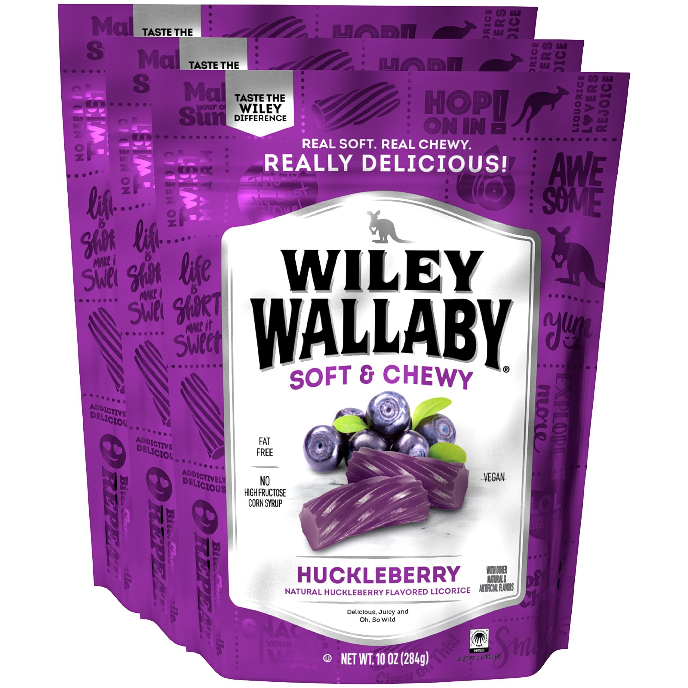 Wiley Wallaby Licorice 10 Ounce Classic Gourmet Soft & Chewy Australian Huckleberry Licorice Candy Twists, 3 Pack