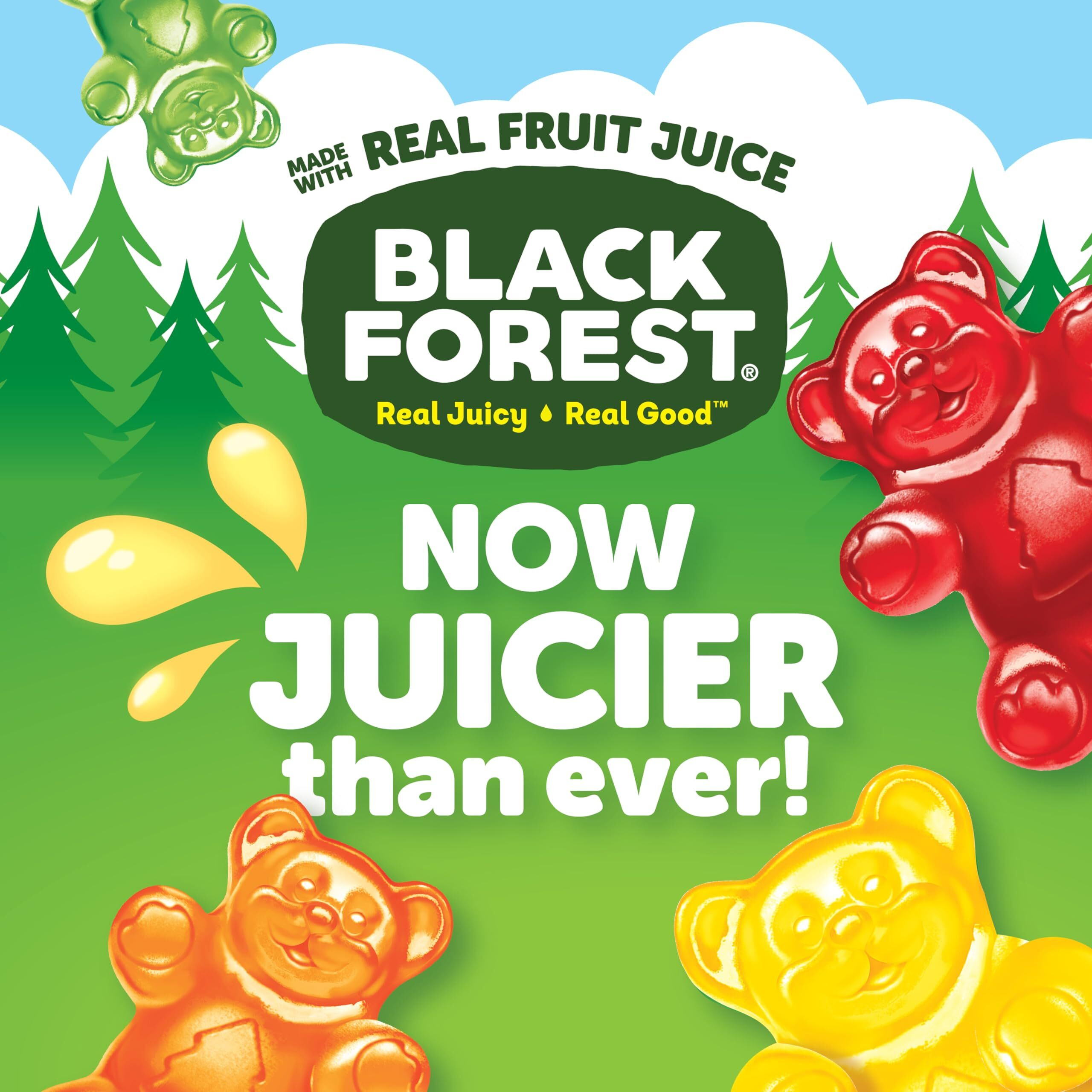 Black Forest Gummy Bears Candy, Real Fruit Juice, 6 Ounce Bags (Pack Of 8)