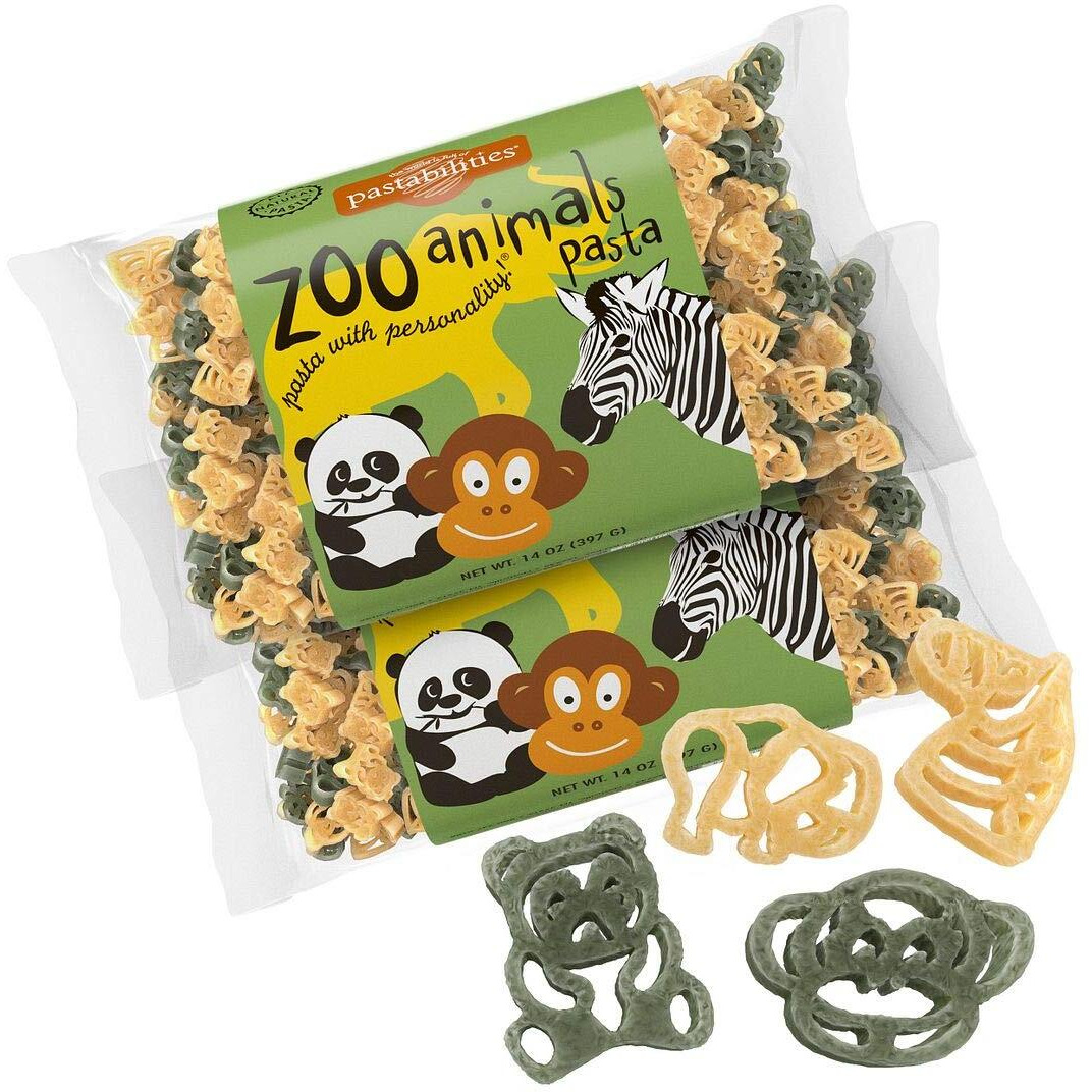 Pastabilities Fun Shaped Pasta For Kids - Zoo Animals Pasta - Wild Animal Theme, Non-Gmo Natural Wheat Pasta, All-Natural, Kosher Certified, Made In The Usa, (2 Pack,14 Oz)
