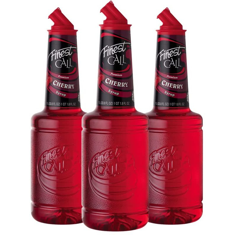 Finest Call Premium Cherry Syrup Drink Mix, 1 Liter Bottle (33.8 Fl Oz), Pack Of 3