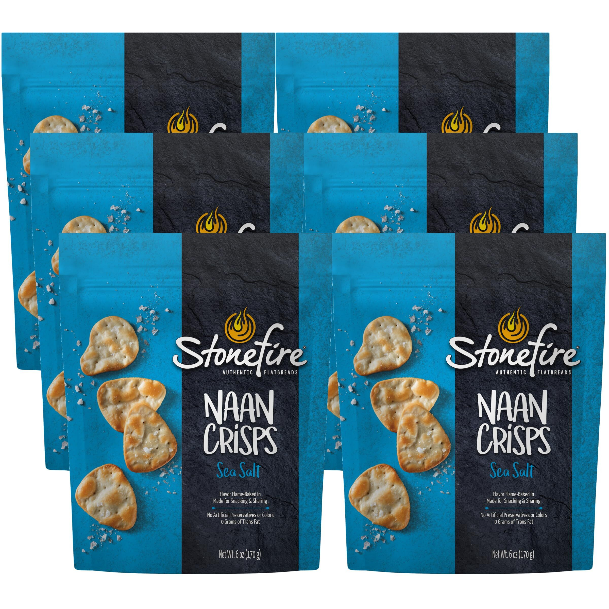 Stonefire Sea Salt Naan Crisps, 6 Ounce (Pack Of 6)