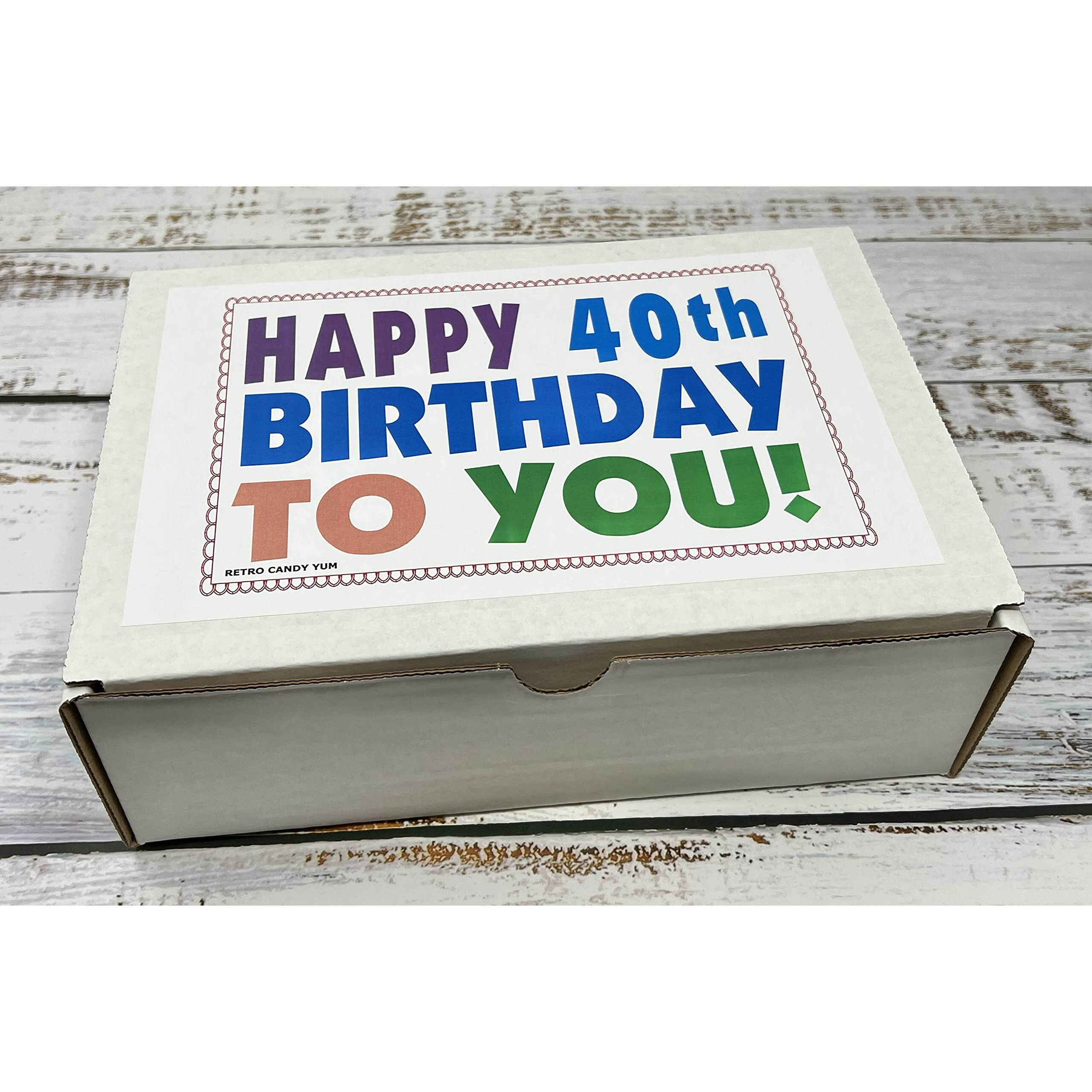 Retro Candy Yum Happy 40Th Birthday To You For 40 Year Old Man Or Woman - Classic Nostalgic Candy Assortment Gift Box Jr