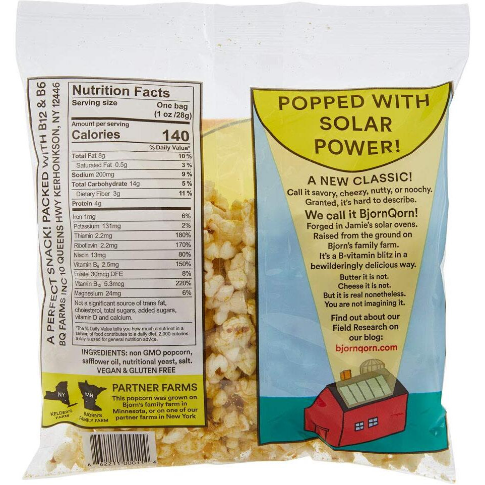 Bjornqorn Mini Bag 15-Pack (Classic) Popcorn - Vegan & Gluten Free - Savory, Cheesy, Umami - (15 1Oz Bags)