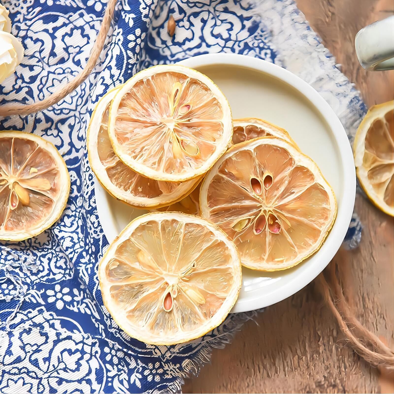 Jtedzi Dried Lemon Slices, 8.81Oz/250G, 120+ Slices, Dehydrated Lemon Wheels For Cocktail Garnish, Cake Decoration, Crafts Decor, No Sugar Added, Vegan & Kosher