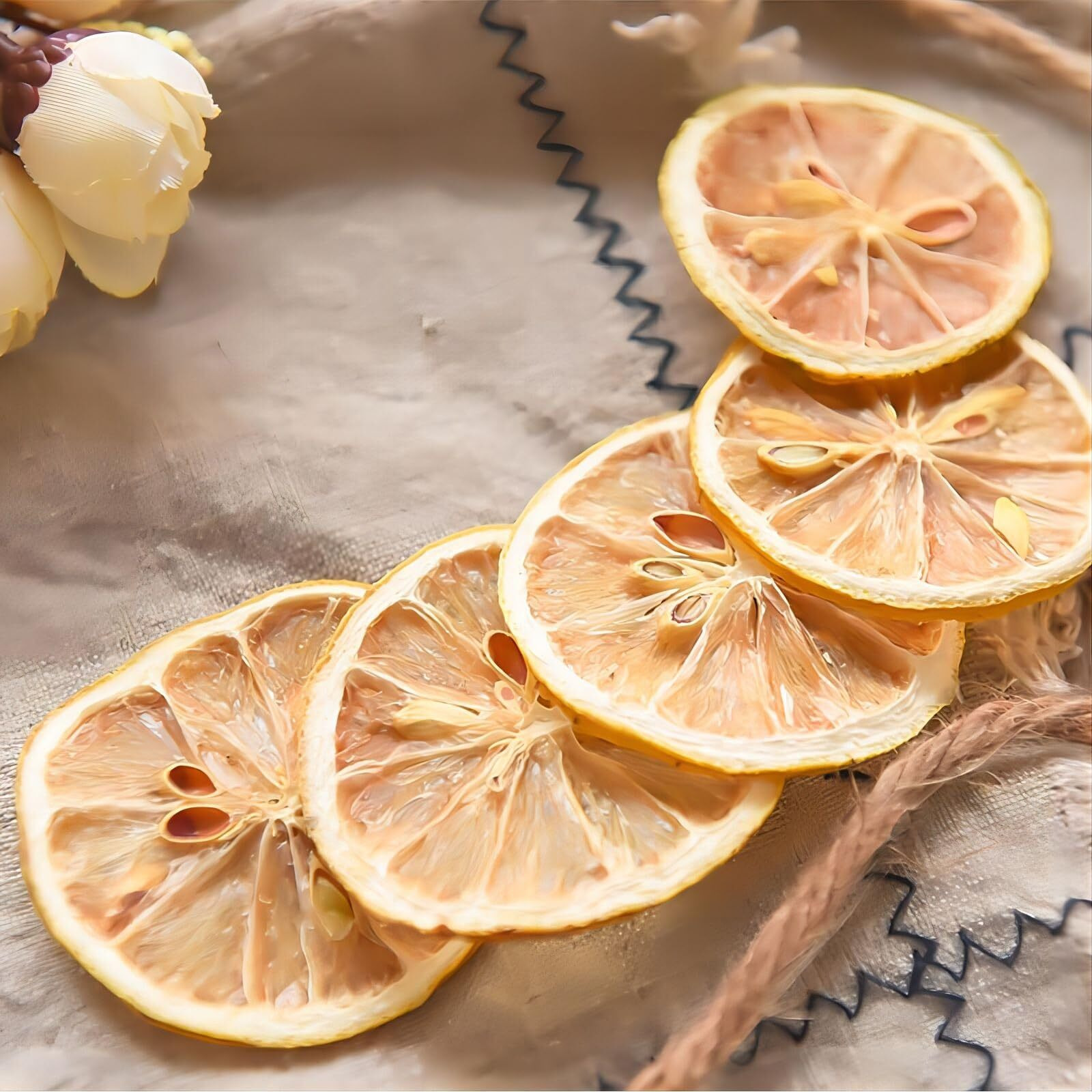 Jtedzi Dried Lemon Slices, 8.81Oz/250G, 120+ Slices, Dehydrated Lemon Wheels For Cocktail Garnish, Cake Decoration, Crafts Decor, No Sugar Added, Vegan & Kosher