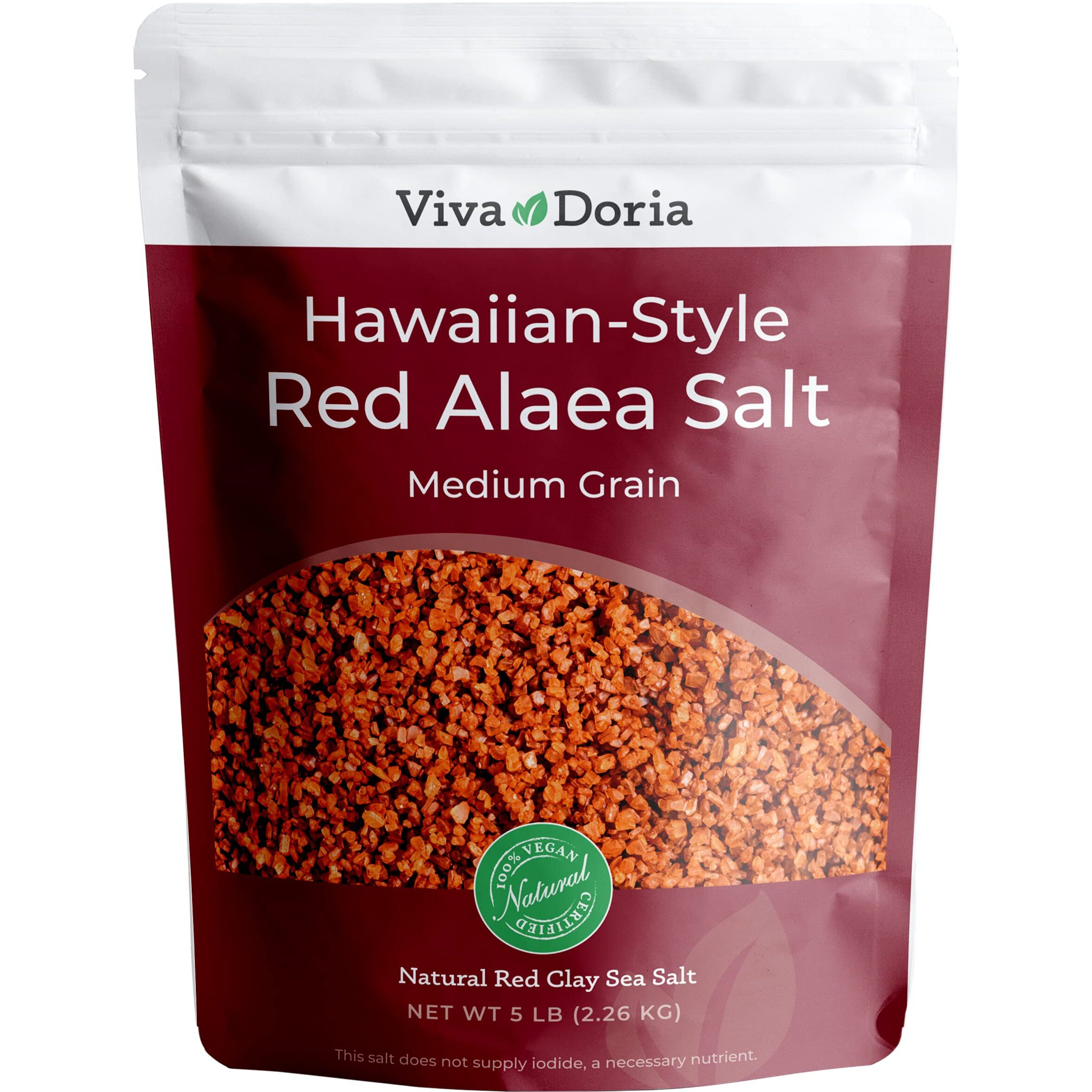 Viva Doria Hawaiian Red Alaea Sea Salt, Medium Grain, 5 Lb