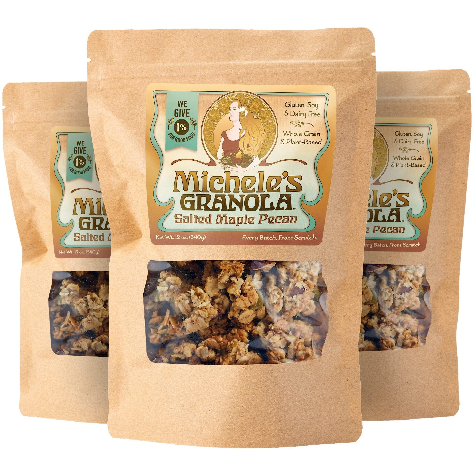 Michele's Granola Salted Maple Pecan, Gluten-Free & Non-Gmo, 12 Oz Package, Pack Of 3