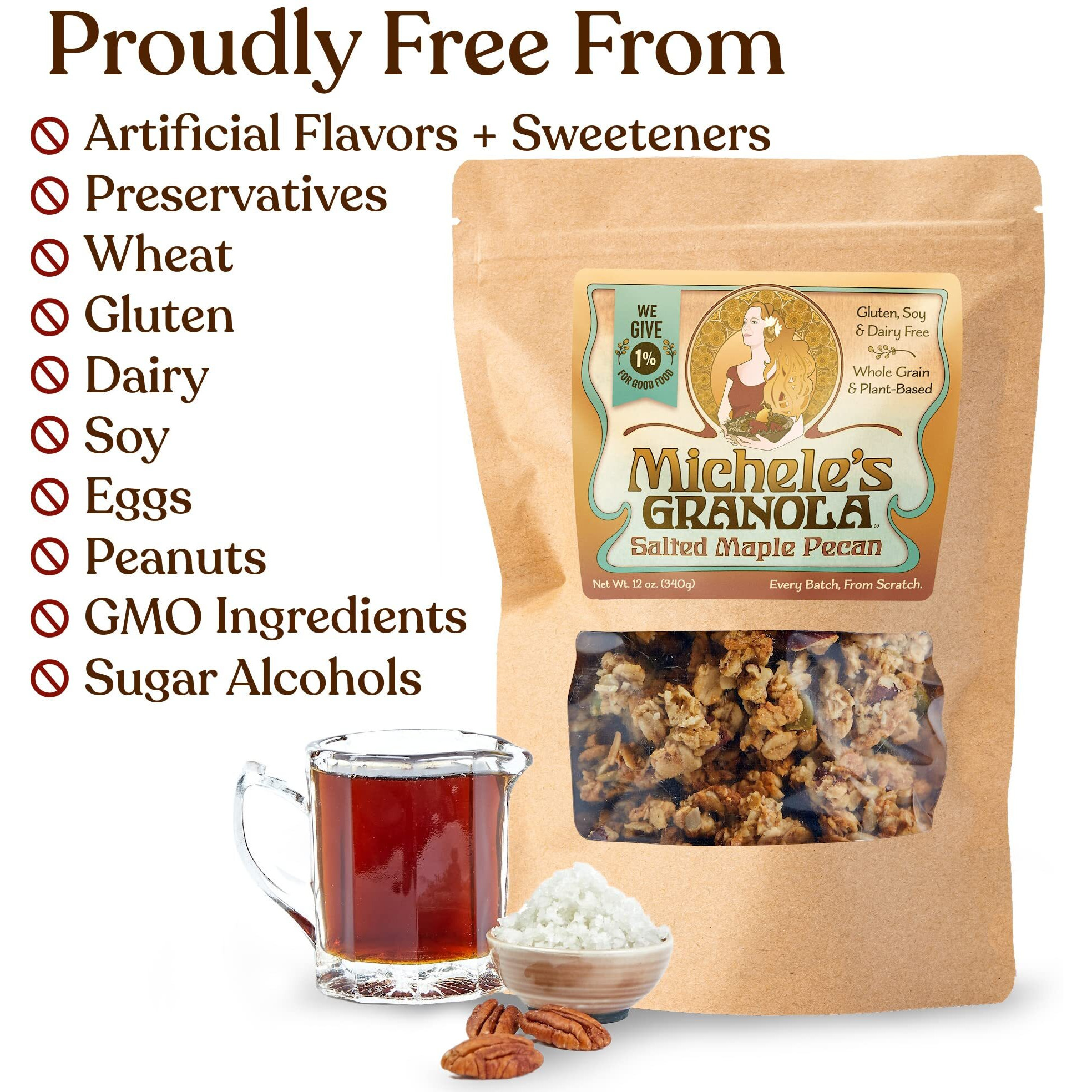 Michele's Granola Salted Maple Pecan, Gluten-Free & Non-Gmo, 12 Oz Package, Pack Of 3