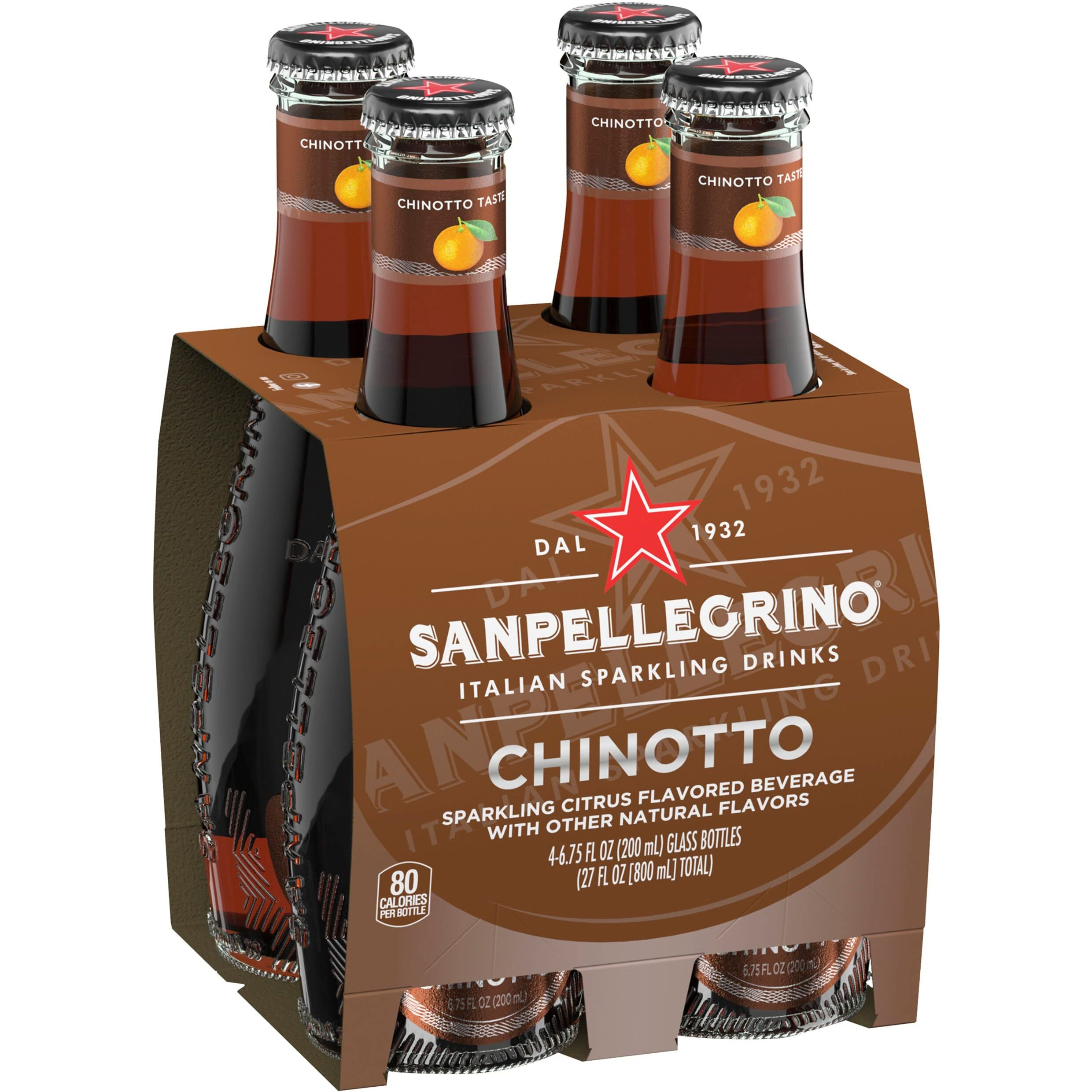 Sanpellegrino Italian Sparkling Drink Chinotto, Sparkling Citrus Beverage, 4 Pack Of 6.75 Fl Oz Bottles