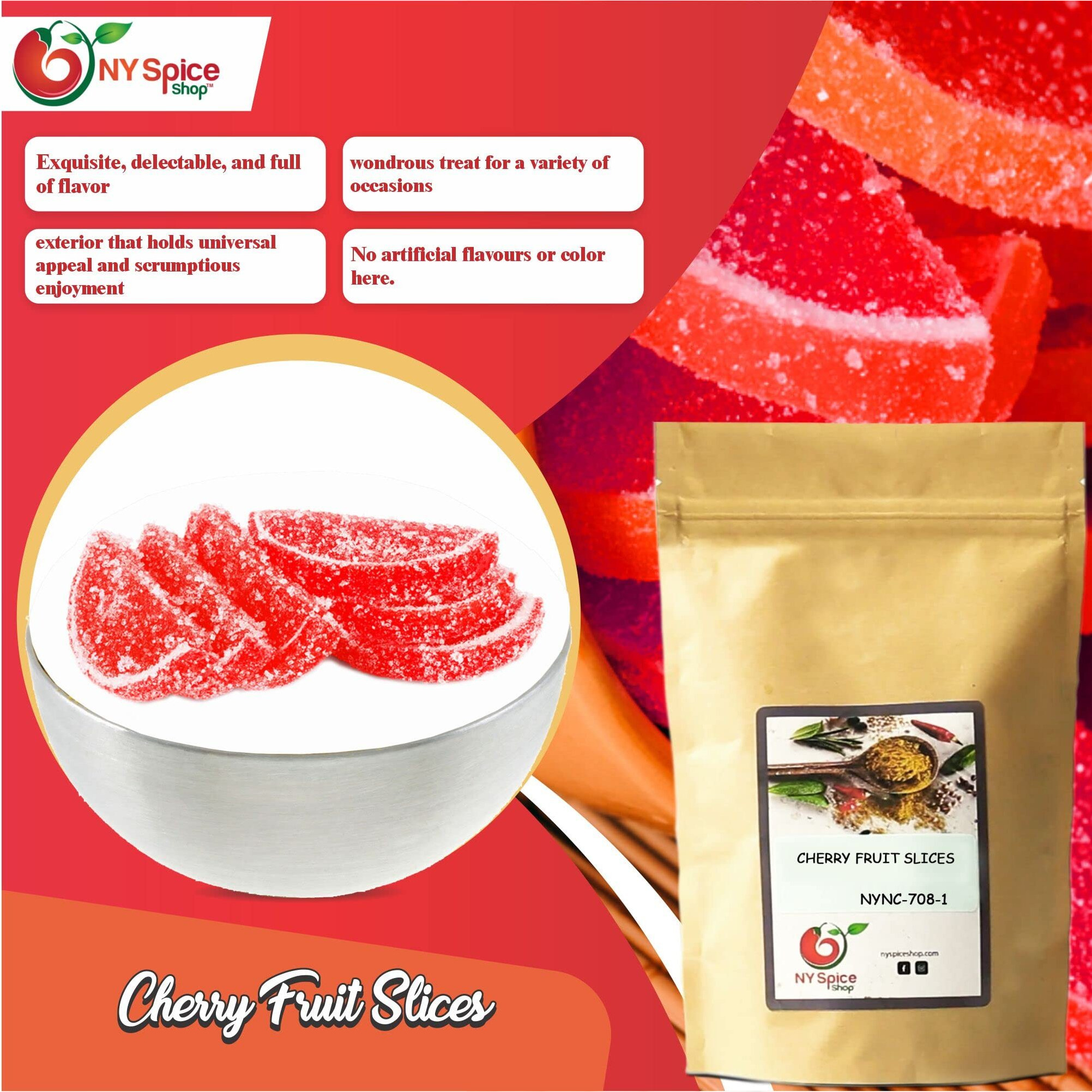 Ny Spice Shop Fruit Slices Jelly Candy - 3 Pound Cherry Candied Fruit - Fruit Candy Slices - Bulk Gummy Candy Slices - Old Fashioned Candy For Sweet Lovers