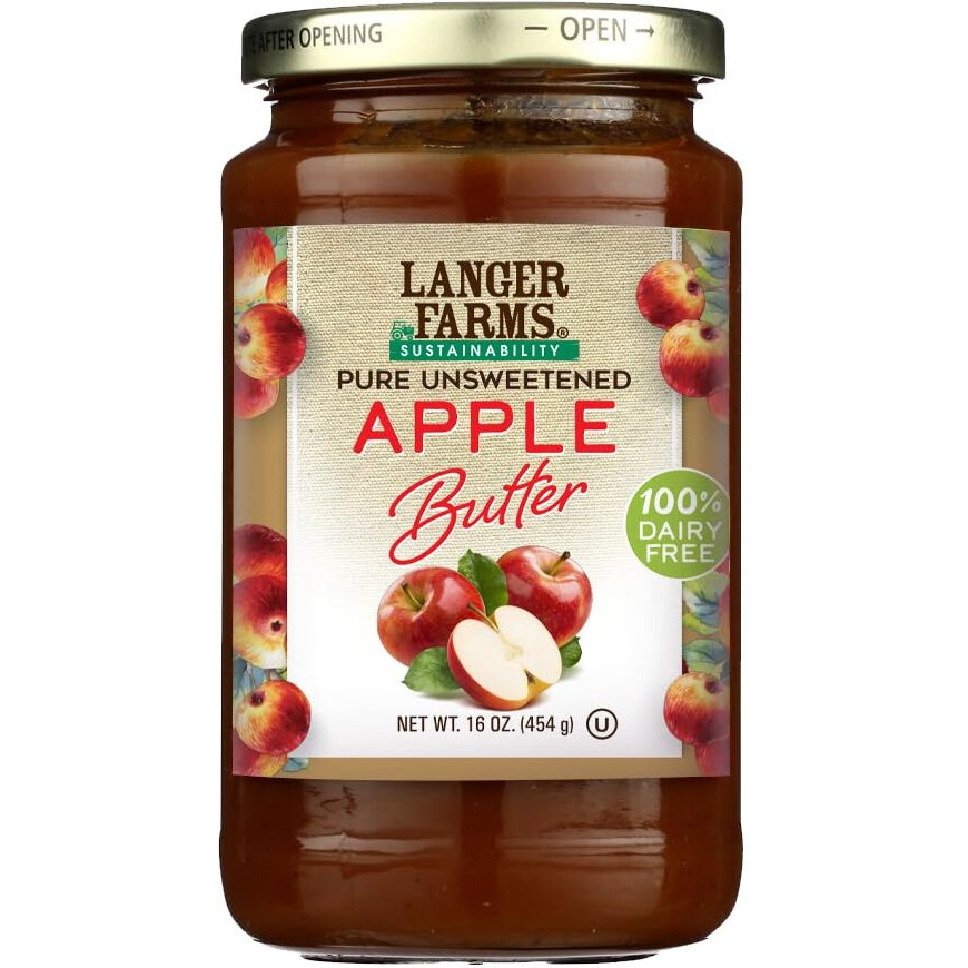 Langer Farms Unsweetened Apple Butter, 16Oz, Packaging May Vary