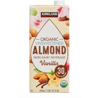 Kirkland Signature Organic Non-Dairy Unsweetened Vanilla Almond Beverage Cartons 12 Ct. (32 Fl. Oz)
