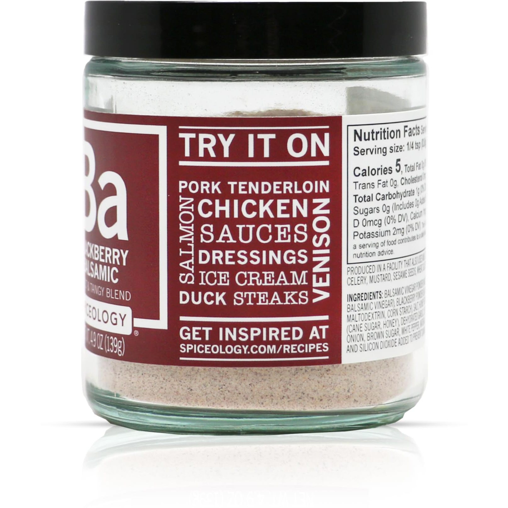 Spiceology - Blackberry Balsamic - Use On Pork, Chicken, Lamb, Beef, Salmon, Duck, Dressing, And Veggies - Sweet And Tangy Seasoning - Spices And Seasonings - 4.9 Oz