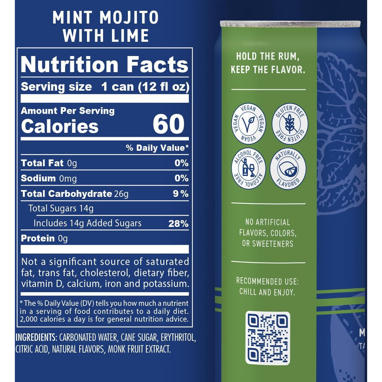 Better Than Booze Mocktails Non-Alcoholic Drinks | Alcohol Alternative Beverages, Ritual Zero Proof | Enjoy Your Drink Moment With Our Alcohol Free Drinks, Mint Mojito With Lime, 12 Fl Oz Each, 4 Pack