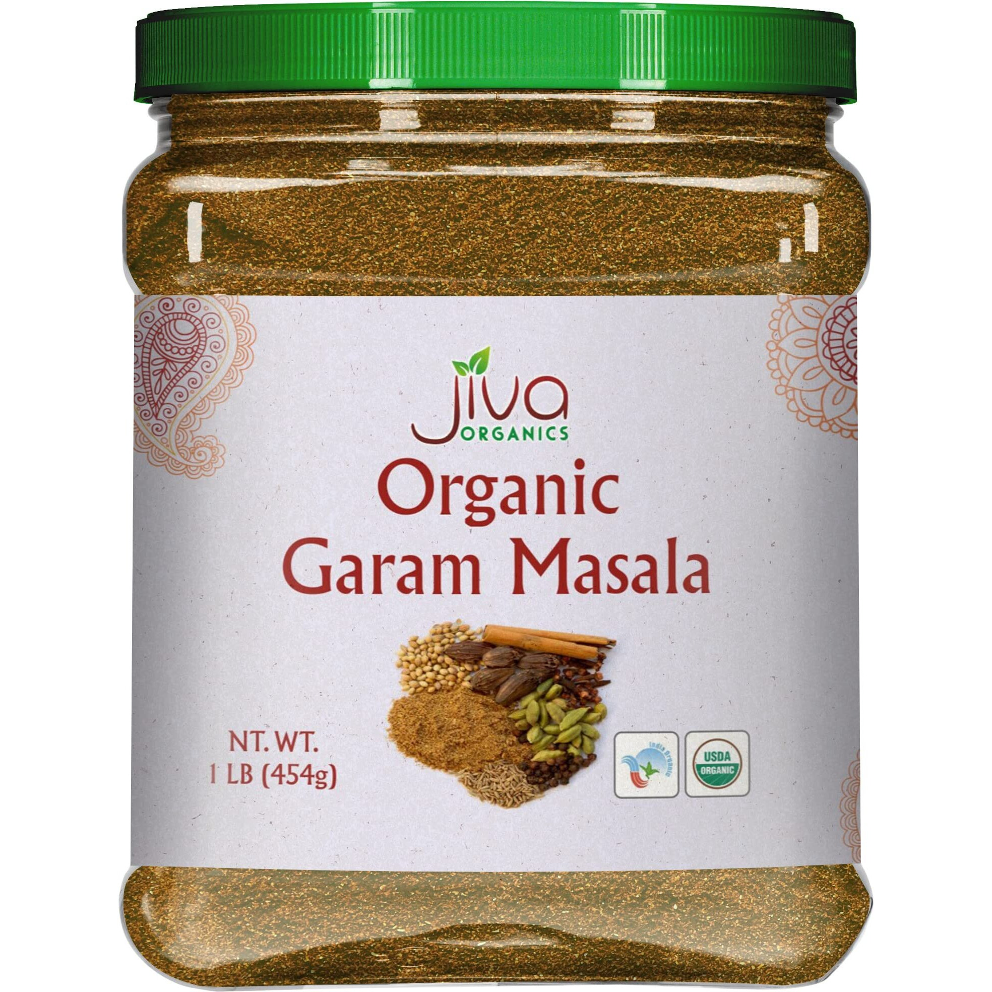 Jiva Organics Organic Garam Masala Powder 1 Pound Bulk Jar - Non-Gmo, Salt Free, Premium Indian Spice Blend